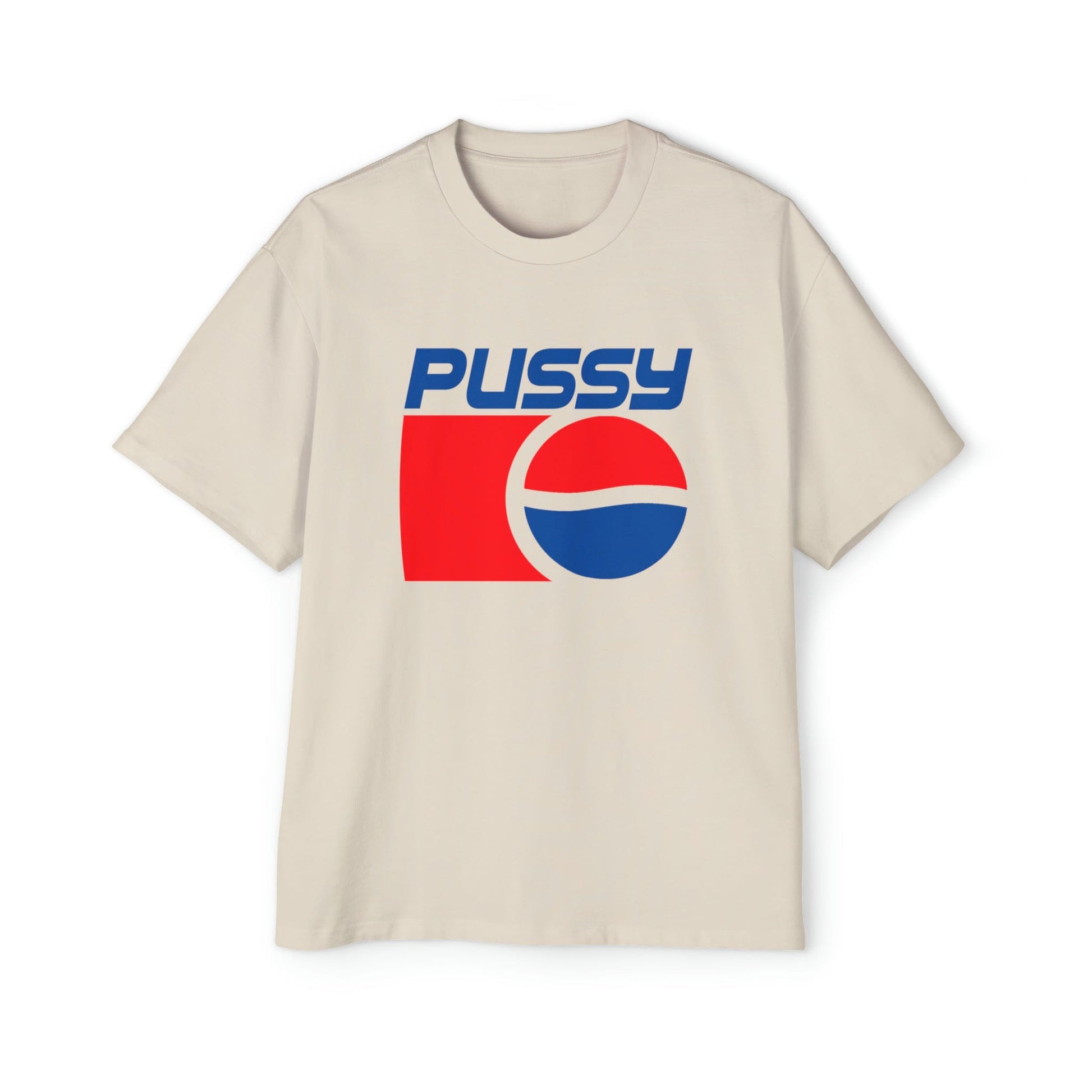 90's Pepsi Pussy Logo Oversized Tee Graphic Tees Australia Ecru / S Graphic T-Shirt Australia -  Cool Graphic T-Shirts Online -  90's Pepsi Pussy Logo Oversized Tee | Retro Vintage Graphic Tee