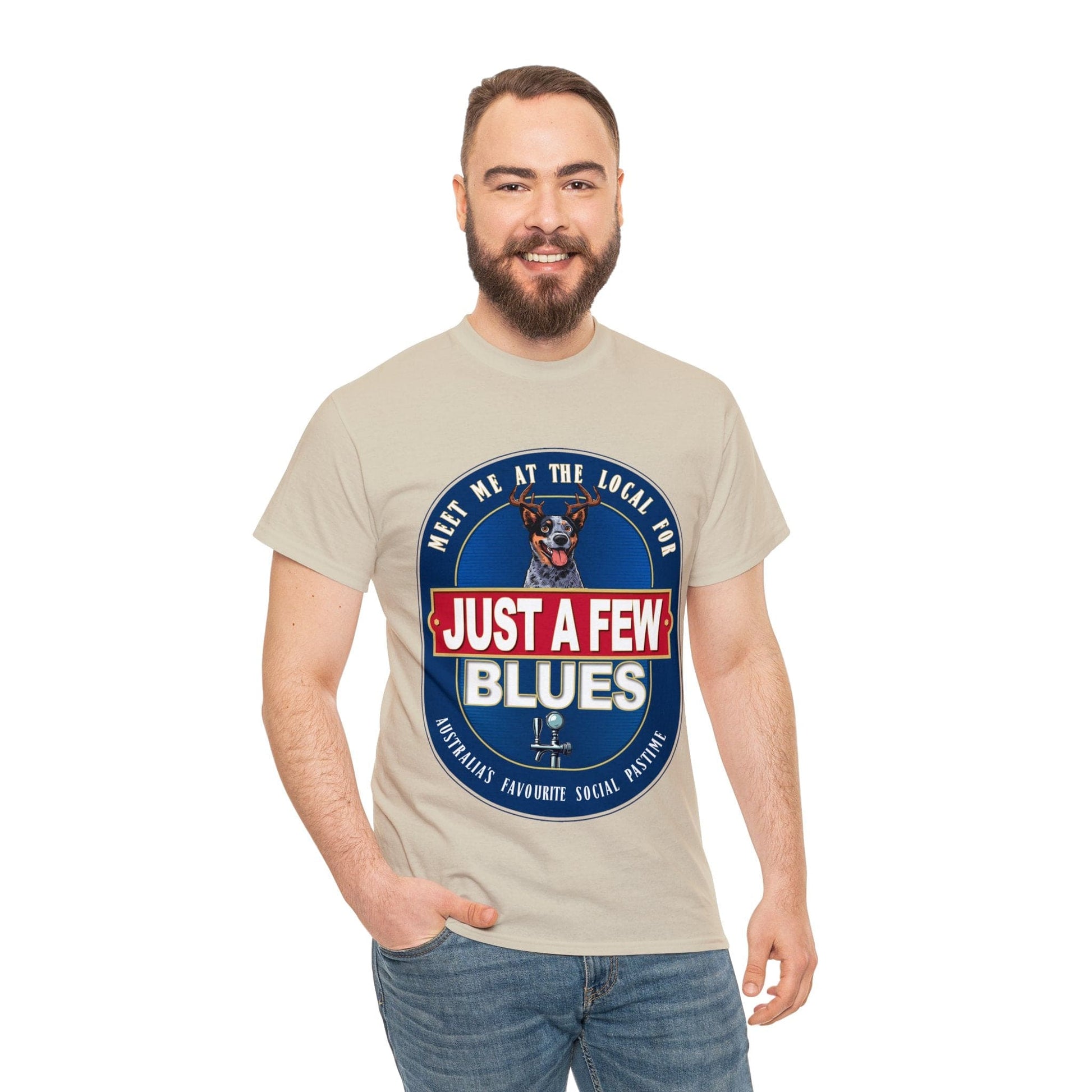 A Few Blues Graphic Tee Graphic Tees Australia Sand / S Graphic T-Shirt Australia -  Cool Graphic T-Shirts Online -  A Few Blues T-Shirt | Funny Auusie Graphic T-Shirts Australia