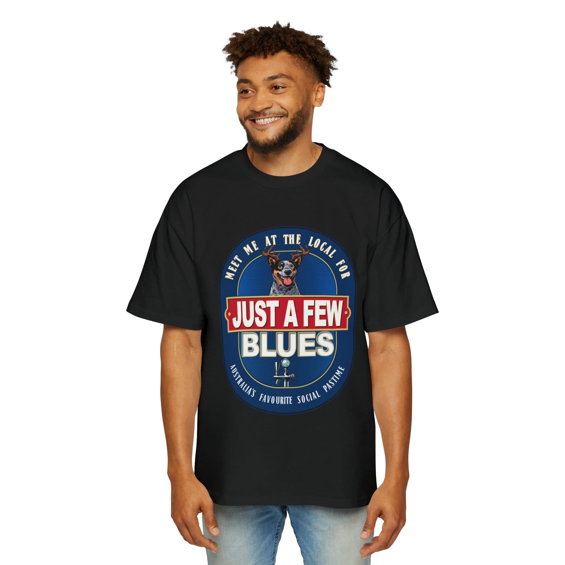 A Few Blues Oversized Tee Graphic Tees Australia Black / S Graphic T-Shirt Australia -  Cool Graphic T-Shirts Online -  A Few Blues Oversized Tee | Funny Cattle Dog T-Shirts Australia