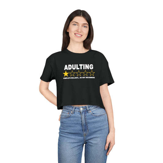 Adulting Do Not Recommend Crop Tee Graphic Tees Australia Black / XS Graphic T-Shirt Australia -  Cool Graphic T-Shirts Online -  Adulting Crop Tee | Womens Graphic T-Shirts Australia