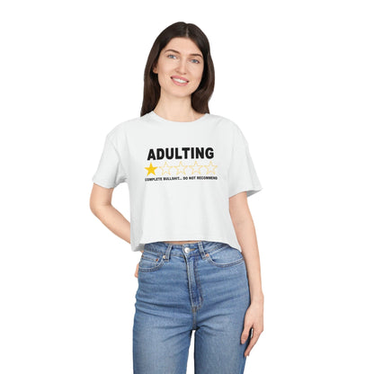 Adulting Do Not Recommend Crop Tee Graphic Tees Australia White / XS Graphic T-Shirt Australia -  Cool Graphic T-Shirts Online -  Adulting Crop Tee | Womens Graphic T-Shirts Australia