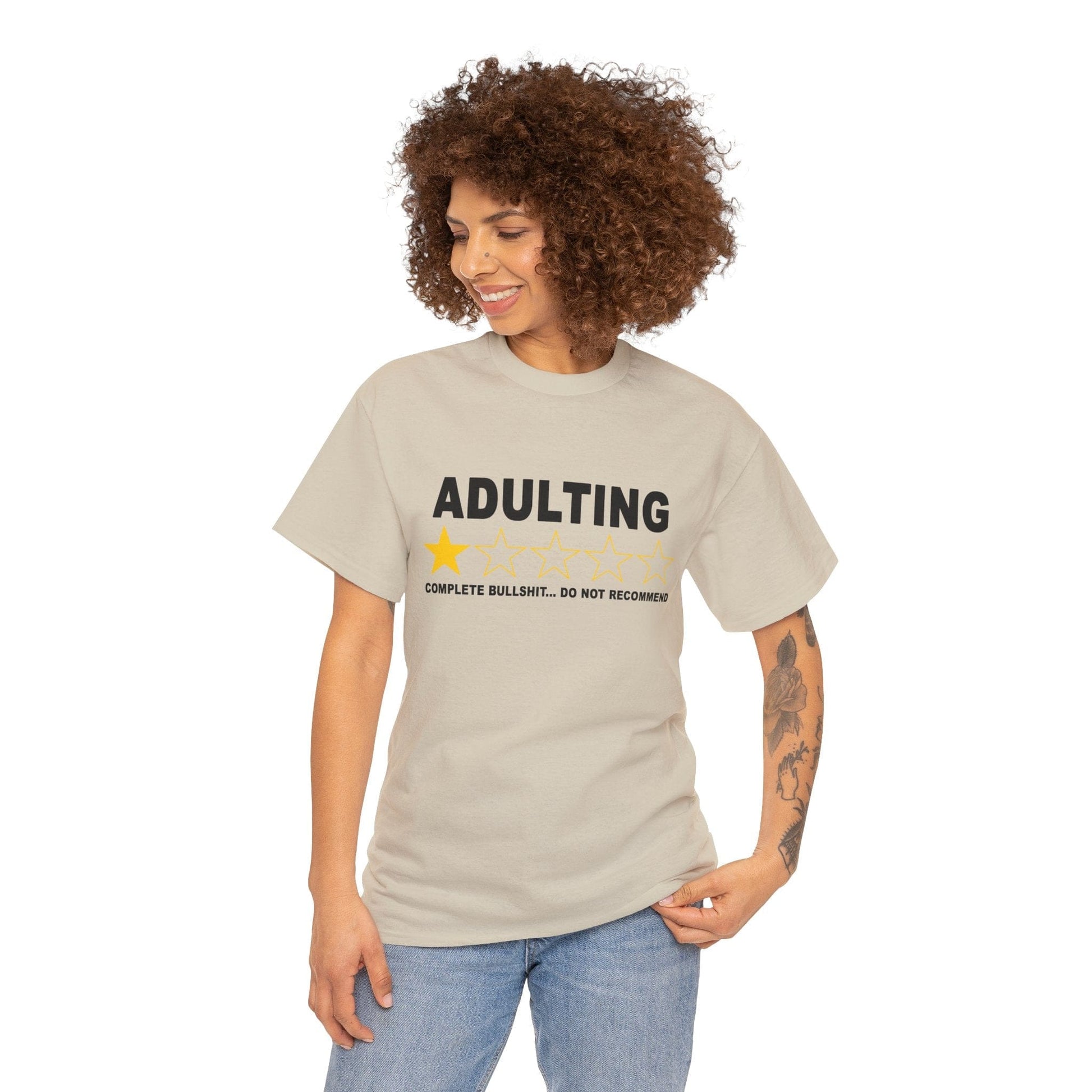 Adulting Do Not Recommend Graphic Tee Graphic Tees Australia Sand / S Graphic T-Shirt Australia -  Cool Graphic T-Shirts Online -  Adulting Do Not Recommend T-Shirt