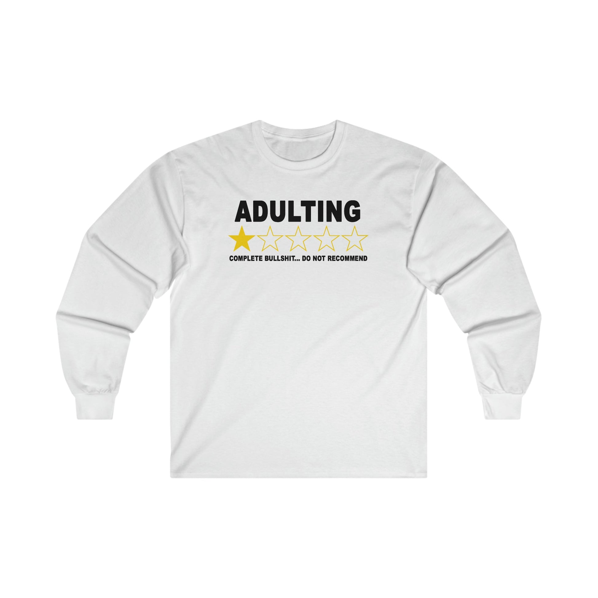 Adulting Do Not Recommend Long Sleeve Graphic Tees Australia S / White Graphic T-Shirt Australia -  Cool Graphic T-Shirts Online -  Adulting Long Sleeve | Shirts With Longer Sleeves