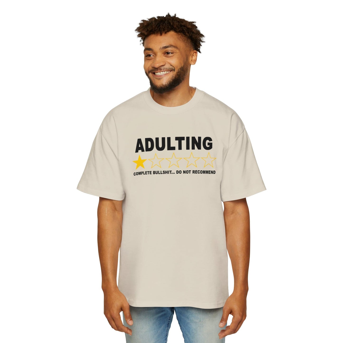 Adulting Do Not Recommend Oversized Tee Graphic Tees Australia Ecru / S Graphic T-Shirt Australia -  Cool Graphic T-Shirts Online -  Adulting Oversized Tee | Funny T-Shirts Australia