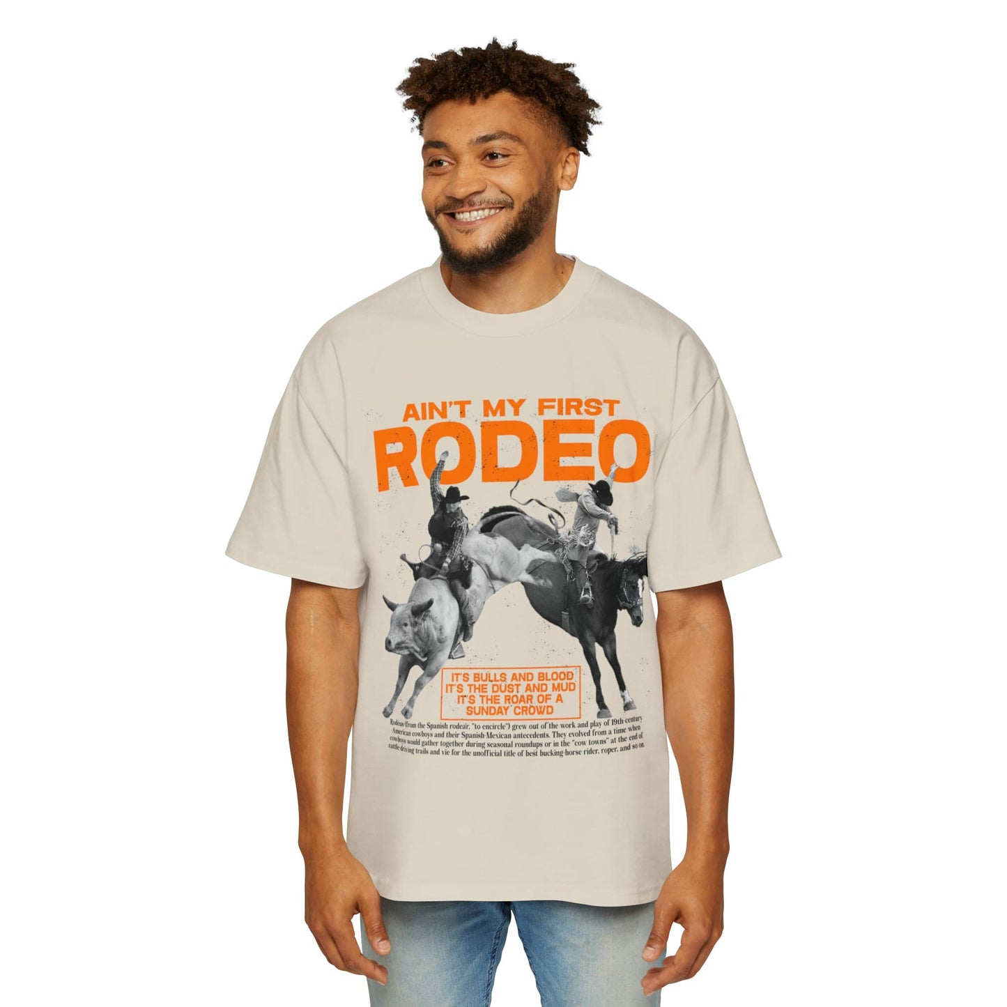 Aint My First Rodeo Oversized Tee Graphic Tees Australia Ecru / S Graphic T-Shirt Australia -  Cool Graphic T-Shirts Online - 