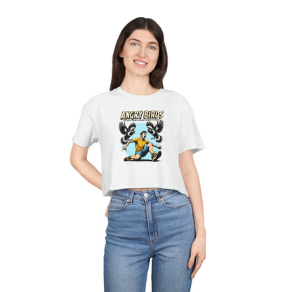 Angry Birds Aussie Edition Crop Tee Graphic Tees Australia White / XS Graphic T-Shirt Australia -  Cool Graphic T-Shirts Online -  Angry Birds Aussie Edition Crop Tee | Women's graphic tees australia