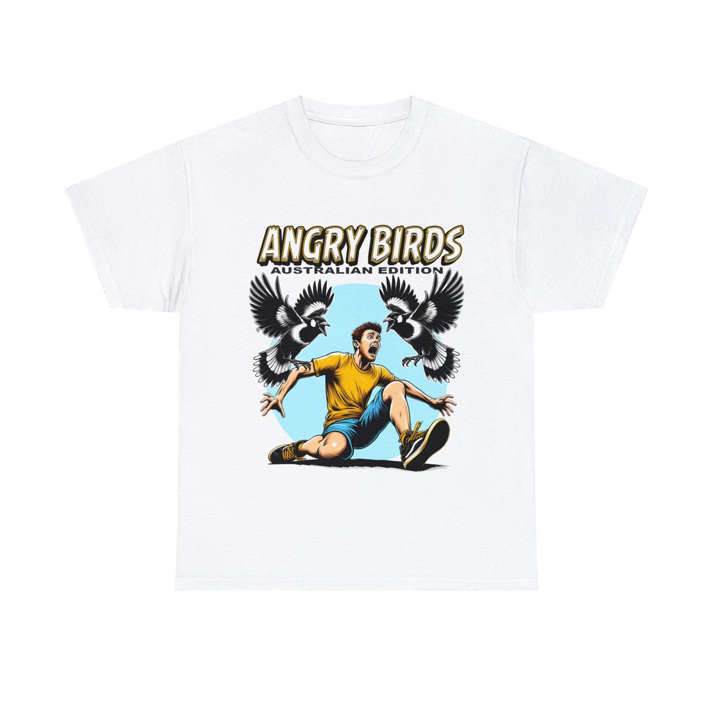 Angy Birds Aussie Edition Graphic Tee Graphic Tees Australia White / S Graphic T-Shirt Australia -  Cool Graphic T-Shirts Online - 