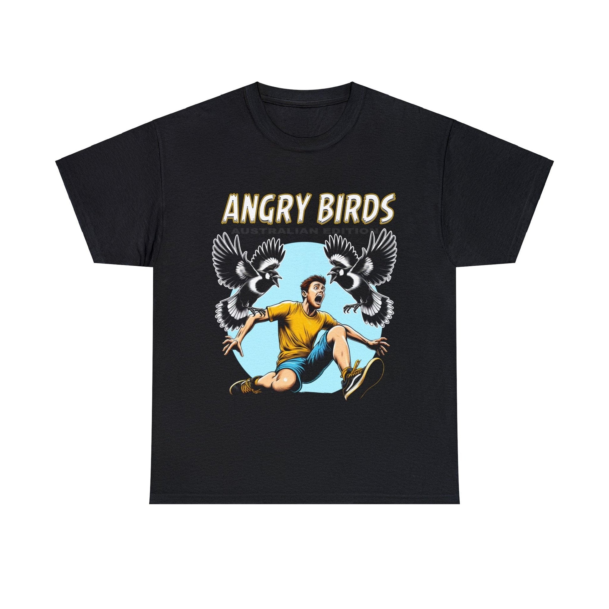 Angy Birds Aussie Edition Graphic Tee Graphic Tees Australia Black / S Graphic T-Shirt Australia -  Cool Graphic T-Shirts Online - 