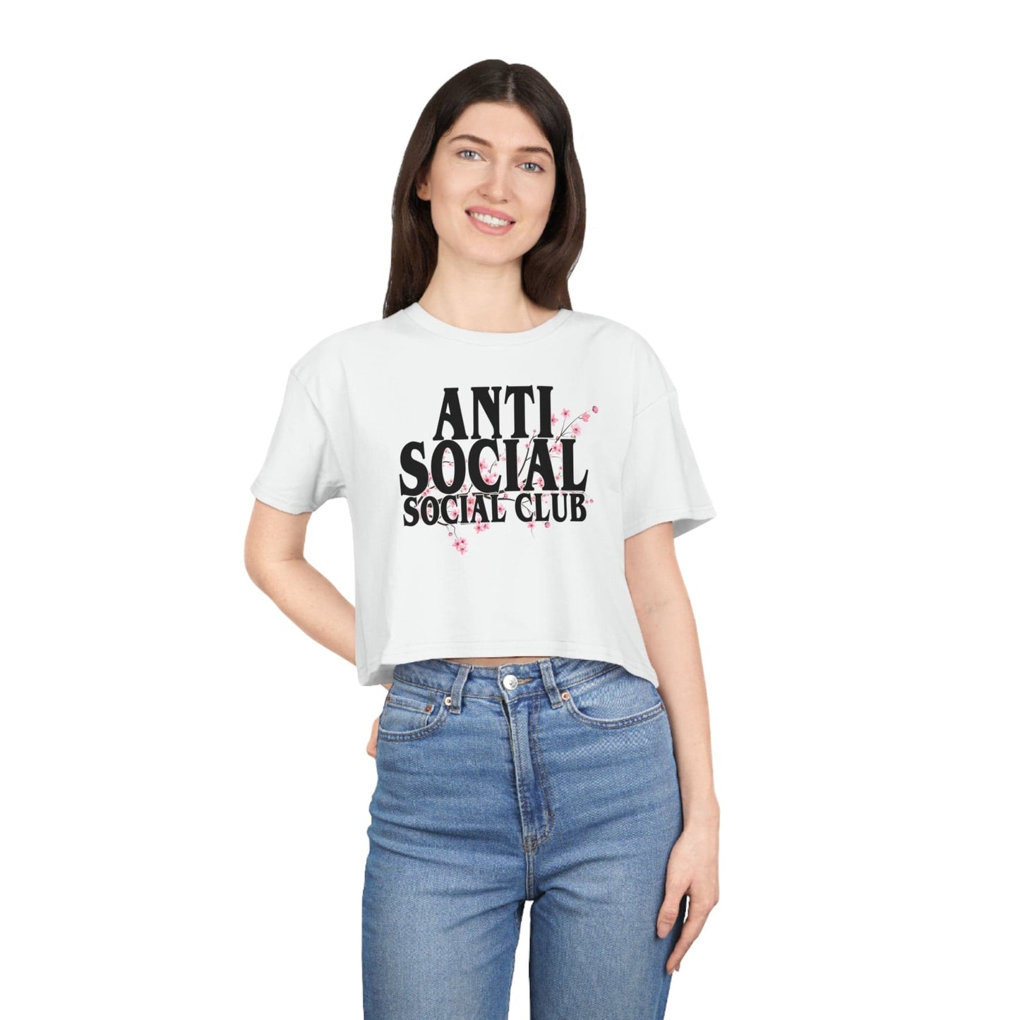 Anti Social Social Club Crop Tee Graphic Tees Australia White / XS Graphic T-Shirt Australia -  Cool Graphic T-Shirts Online - 