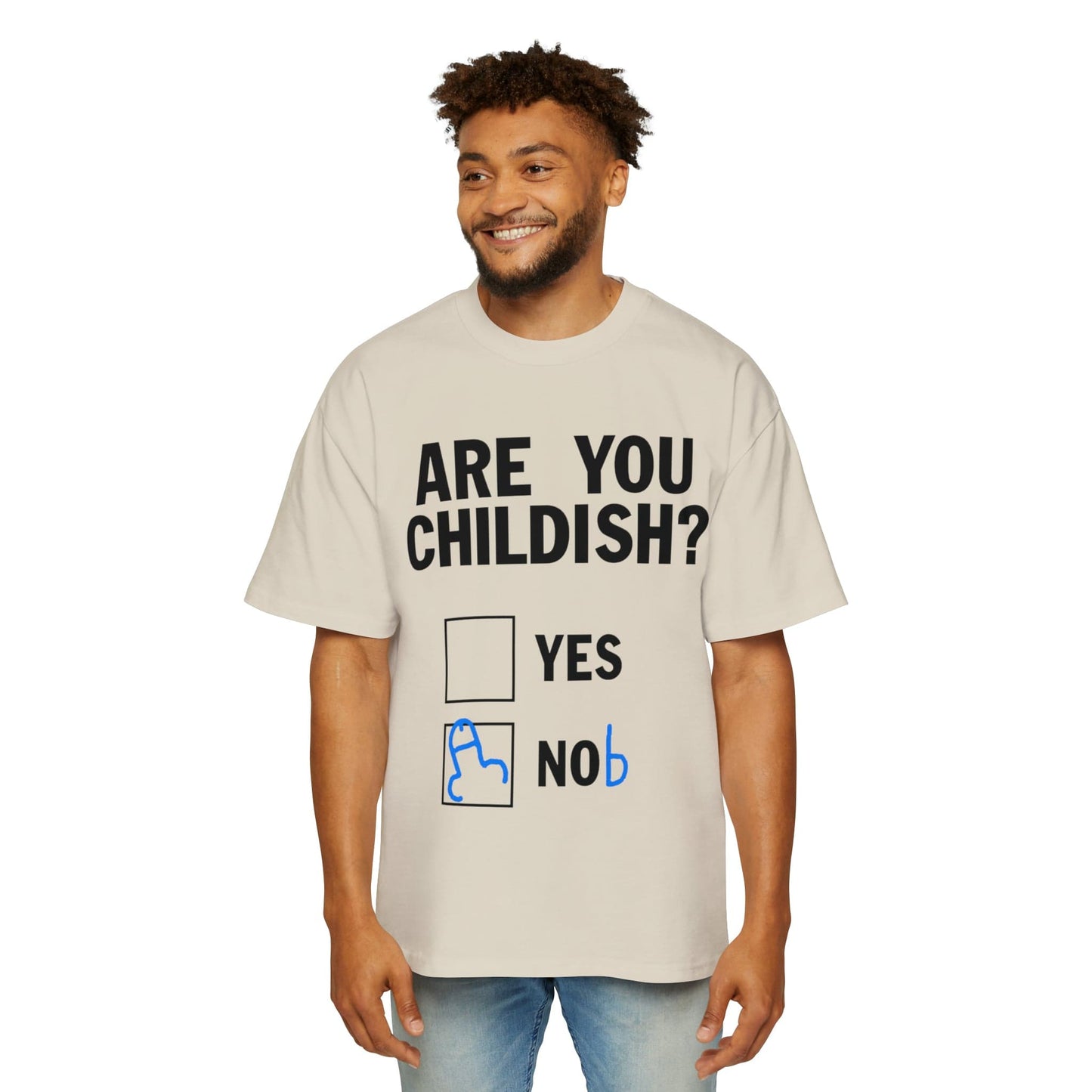 Are You Childish Oversized Tee Graphic Tees Australia Ecru / S Graphic T-Shirt Australia -  Cool Graphic T-Shirts Online -  Are You Childish Oversized Tee | Funny T-Shirt Australia