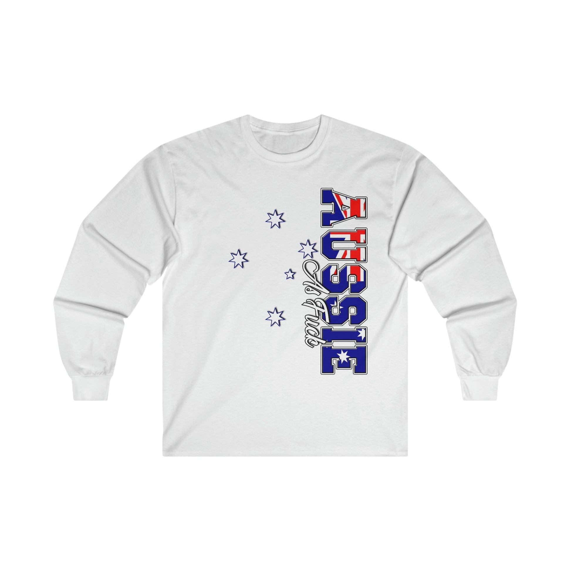 Aussie As Fuck Long Sleeve Graphic Tees Australia S / White Graphic T-Shirt Australia -  Cool Graphic T-Shirts Online -  Aussie As Fuck Long Sleeve T-Shirt | Funny Aussie Shirts