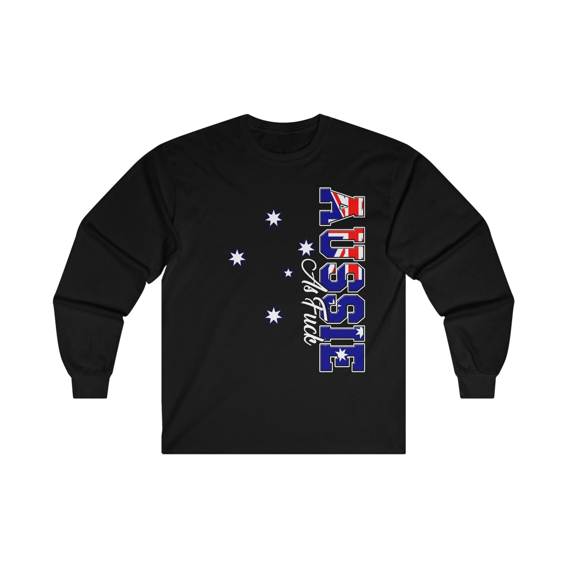 Aussie As Fuck Long Sleeve Graphic Tees Australia S / Black Graphic T-Shirt Australia -  Cool Graphic T-Shirts Online -  Aussie As Fuck Long Sleeve T-Shirt | Funny Aussie Shirts