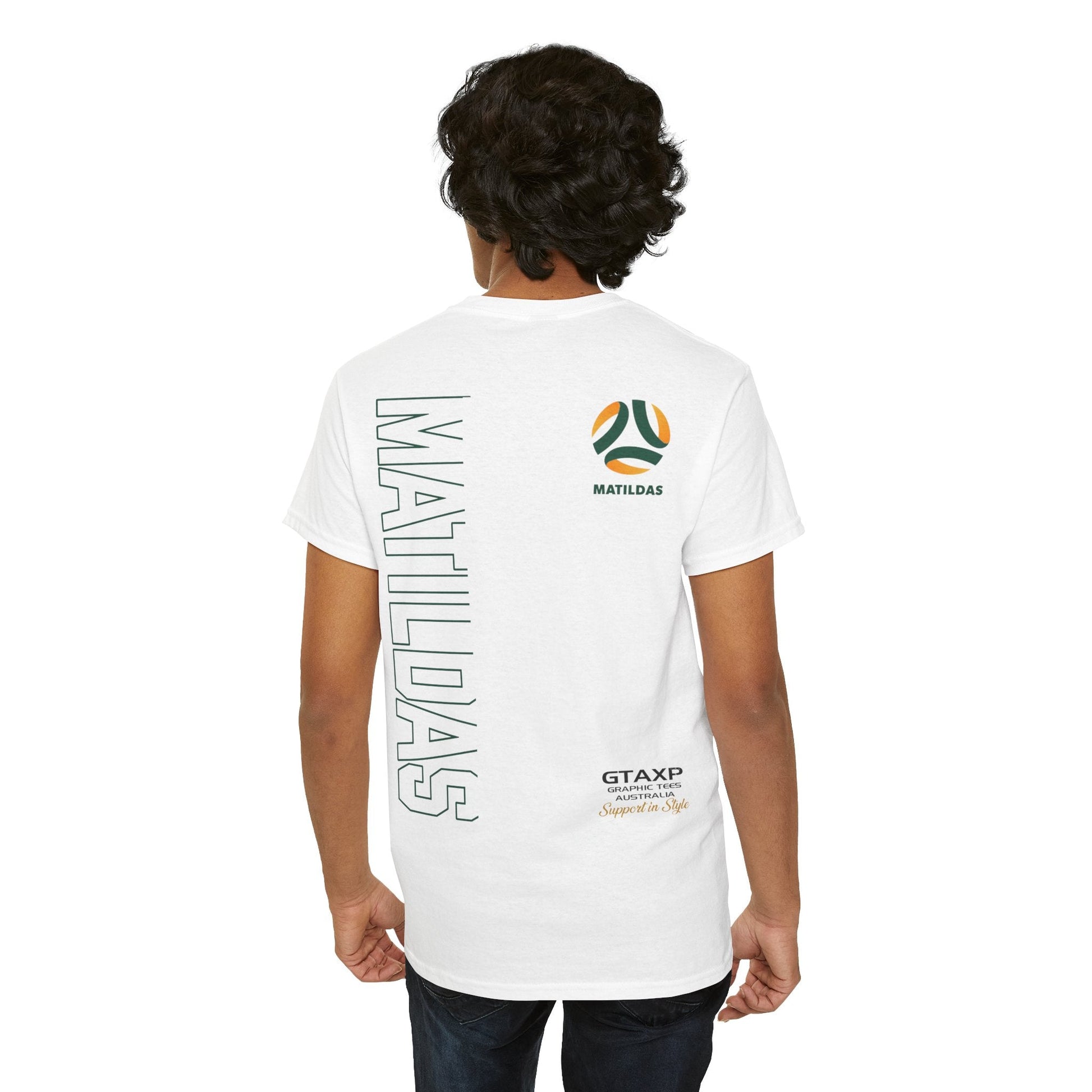 Aussie Matildas Duo Graphic Tee Graphic Tees Australia White / S Graphic T-Shirt Australia -  Cool Graphic T-Shirts Online -  Aussie Matildas Duo T-Shirt | Aussie Matildas Merchandise