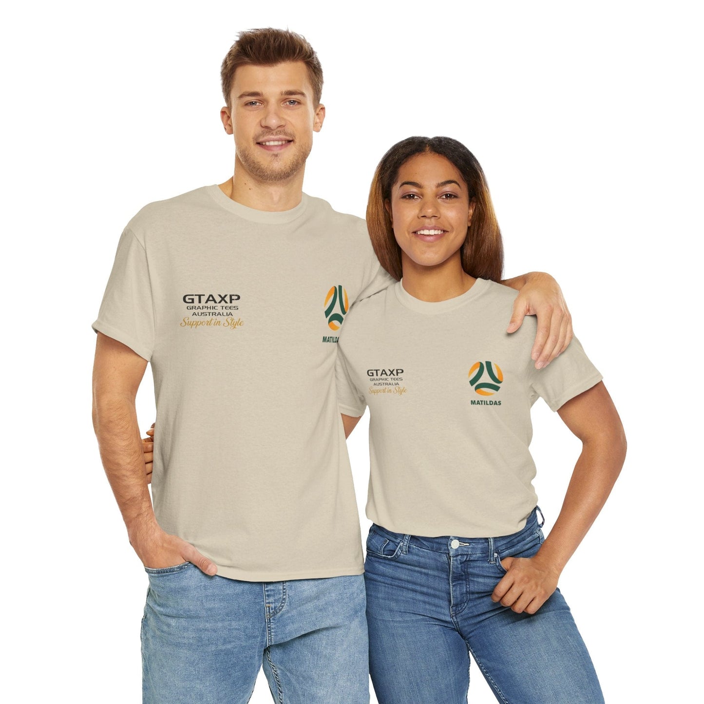 Aussie Matildas Duo Graphic Tee Graphic Tees Australia Graphic T-Shirt Australia -  Cool Graphic T-Shirts Online -  Aussie Matildas Duo T-Shirt | Aussie Matildas Merchandise