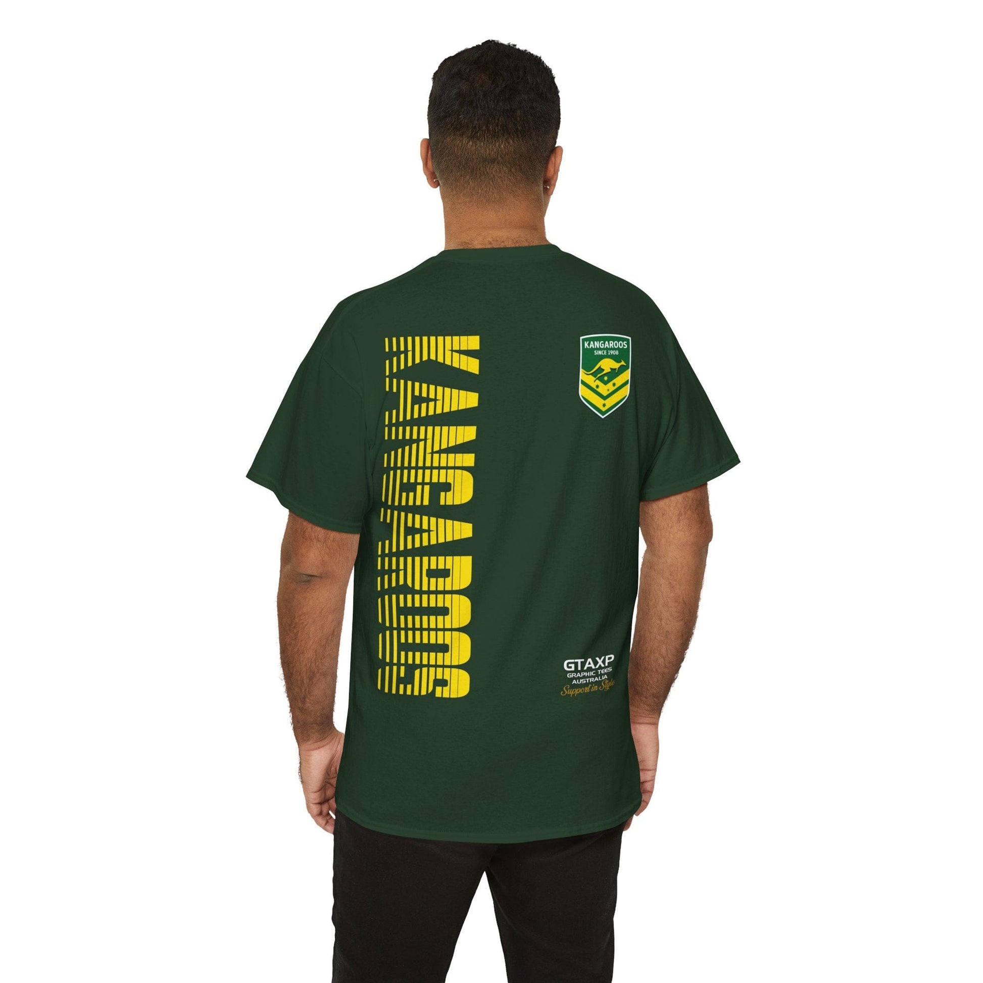 Australia Kangaroos World Cup Graphic Tee Graphic Tees Australia Forest Green / S Graphic T-Shirt Australia -  Cool Graphic T-Shirts Online -  Australia Kangaroos World Cup T-Shirt | Rugby League World Cup Merch