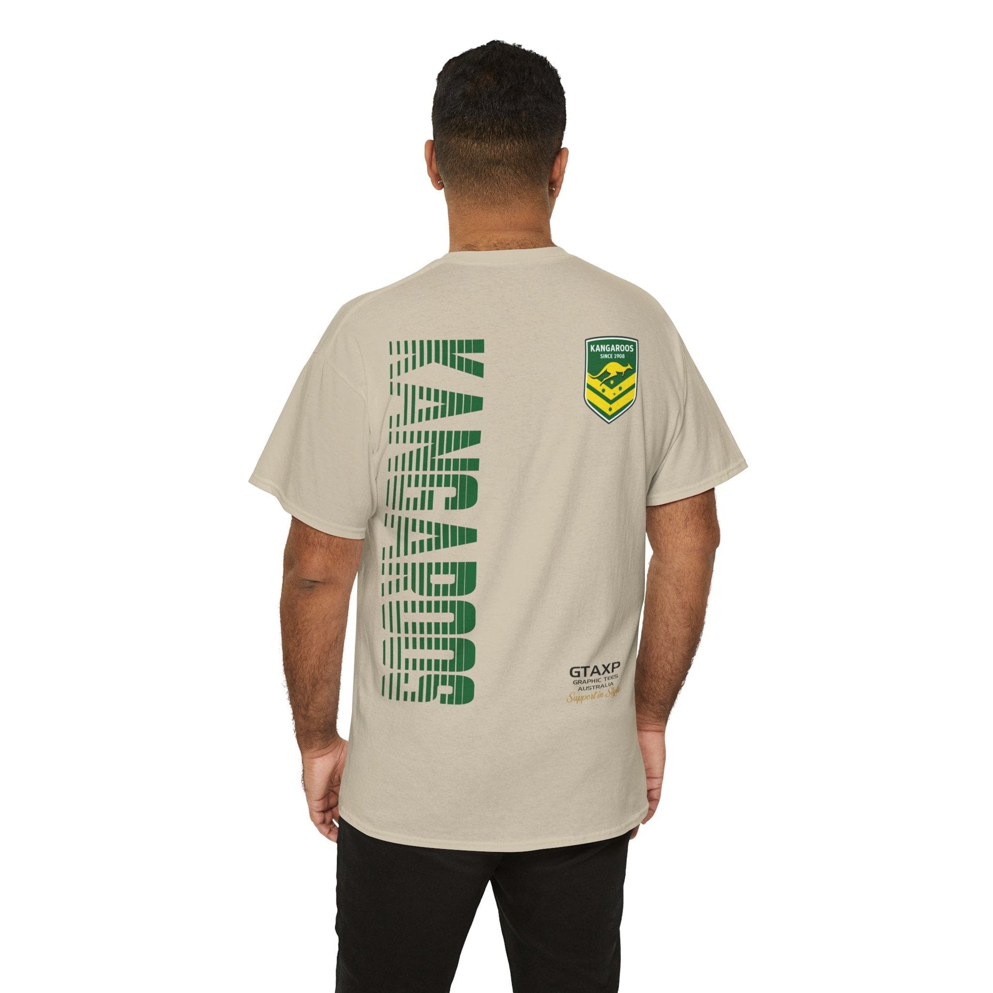 Australia Kangaroos World Cup Graphic Tee Graphic Tees Australia Sand / S Graphic T-Shirt Australia -  Cool Graphic T-Shirts Online -  Australia Kangaroos World Cup T-Shirt | Rugby League World Cup Merch