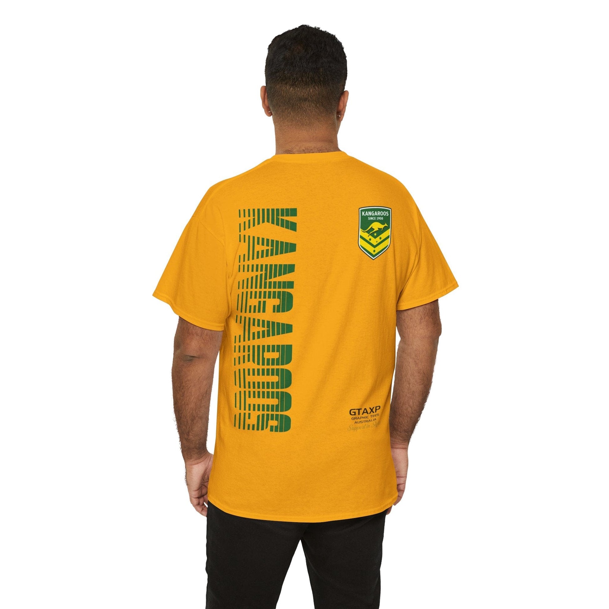 Australia Kangaroos World Cup Graphic Tee Graphic Tees Australia Gold / S Graphic T-Shirt Australia -  Cool Graphic T-Shirts Online -  Australia Kangaroos World Cup T-Shirt | Rugby League World Cup Merch