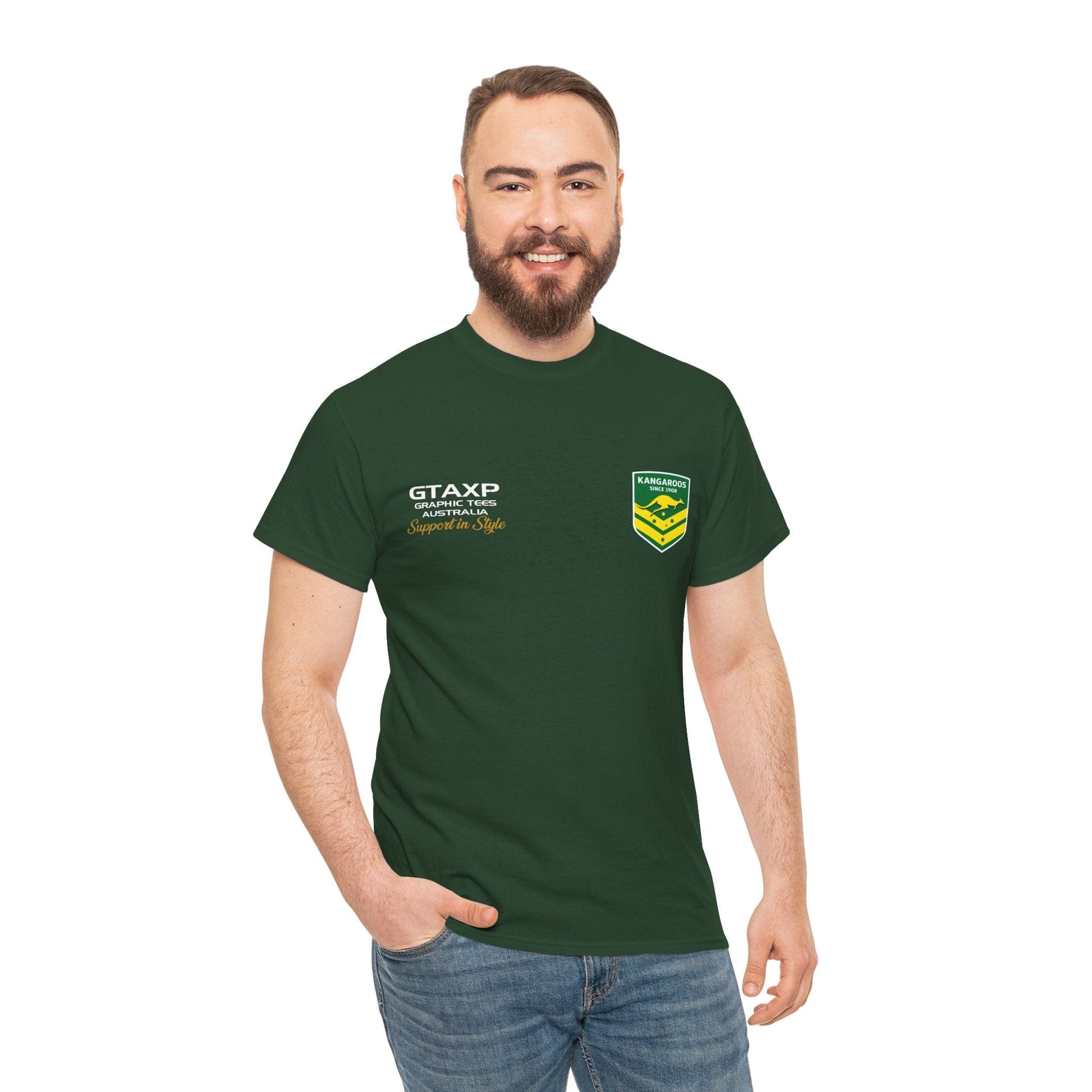 Australia Kangaroos World Cup Graphic Tee Graphic Tees Australia Graphic T-Shirt Australia -  Cool Graphic T-Shirts Online -  Australia Kangaroos World Cup T-Shirt | Rugby League World Cup Merch