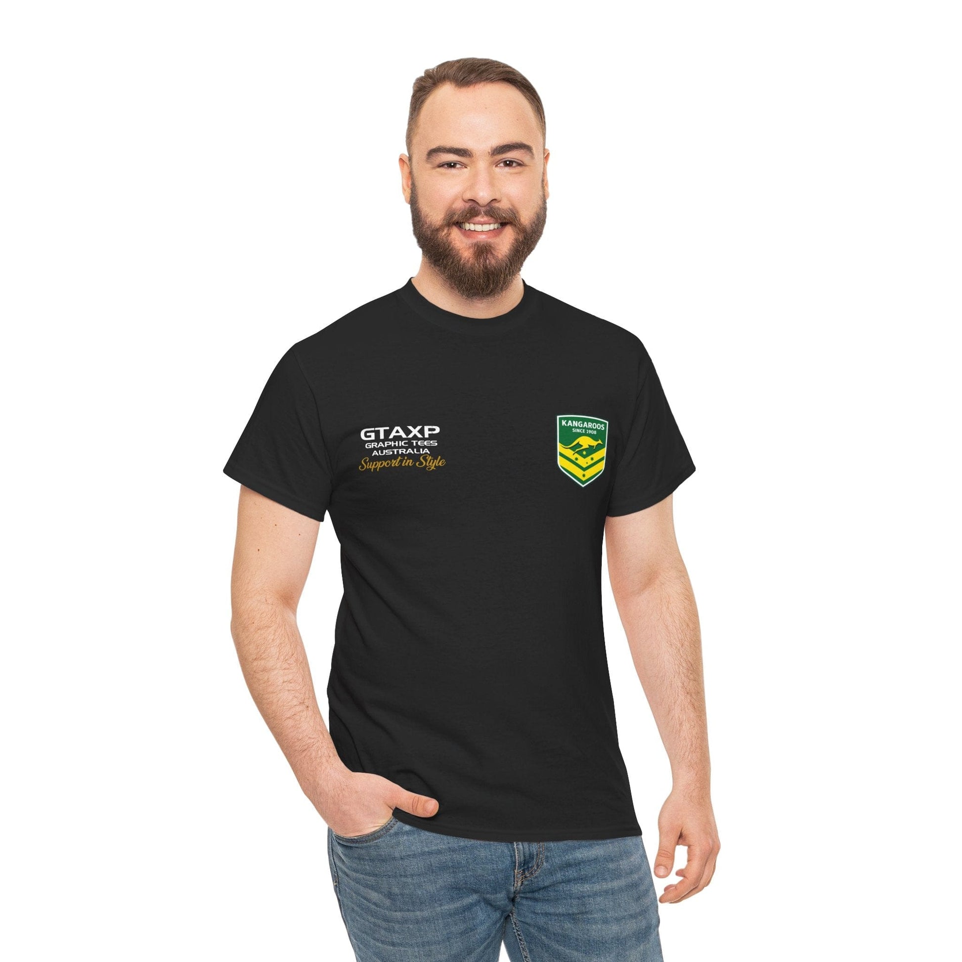 Australia Kangaroos World Cup Graphic Tee Graphic Tees Australia Graphic T-Shirt Australia -  Cool Graphic T-Shirts Online -  Australia Kangaroos World Cup T-Shirt | Rugby League World Cup Merch