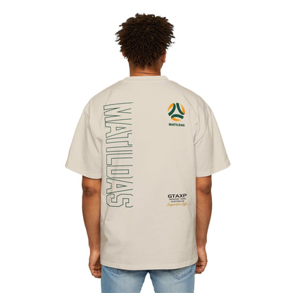 Australian Matildas Duo Oversized Tee Graphic Tees Australia Ecru / S Graphic T-Shirt Australia -  Cool Graphic T-Shirts Online -  Australian Matildas Duo Oversized Tee | Matildas Merchandise