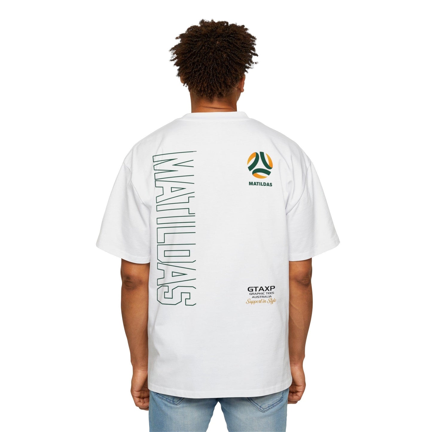 Australian Matildas Duo Oversized Tee Graphic Tees Australia White / S Graphic T-Shirt Australia -  Cool Graphic T-Shirts Online -  Australian Matildas Duo Oversized Tee | Matildas Merchandise