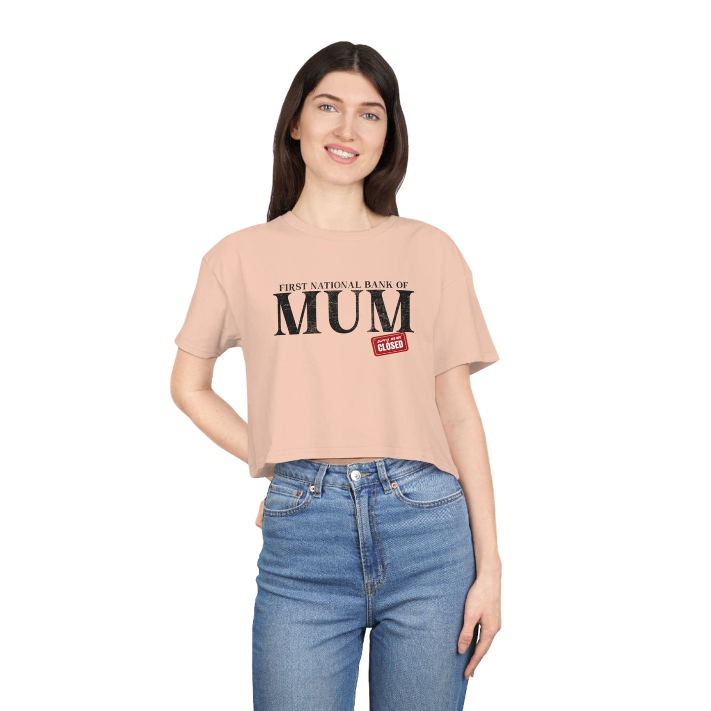 Bank Of Mum Crop Tee Graphic Tees Australia Pale Pink / XS Graphic T-Shirt Australia -  Cool Graphic T-Shirts Online -  Bank Of Mum Crop Tee | Graphic Crop T-Shirts Australia