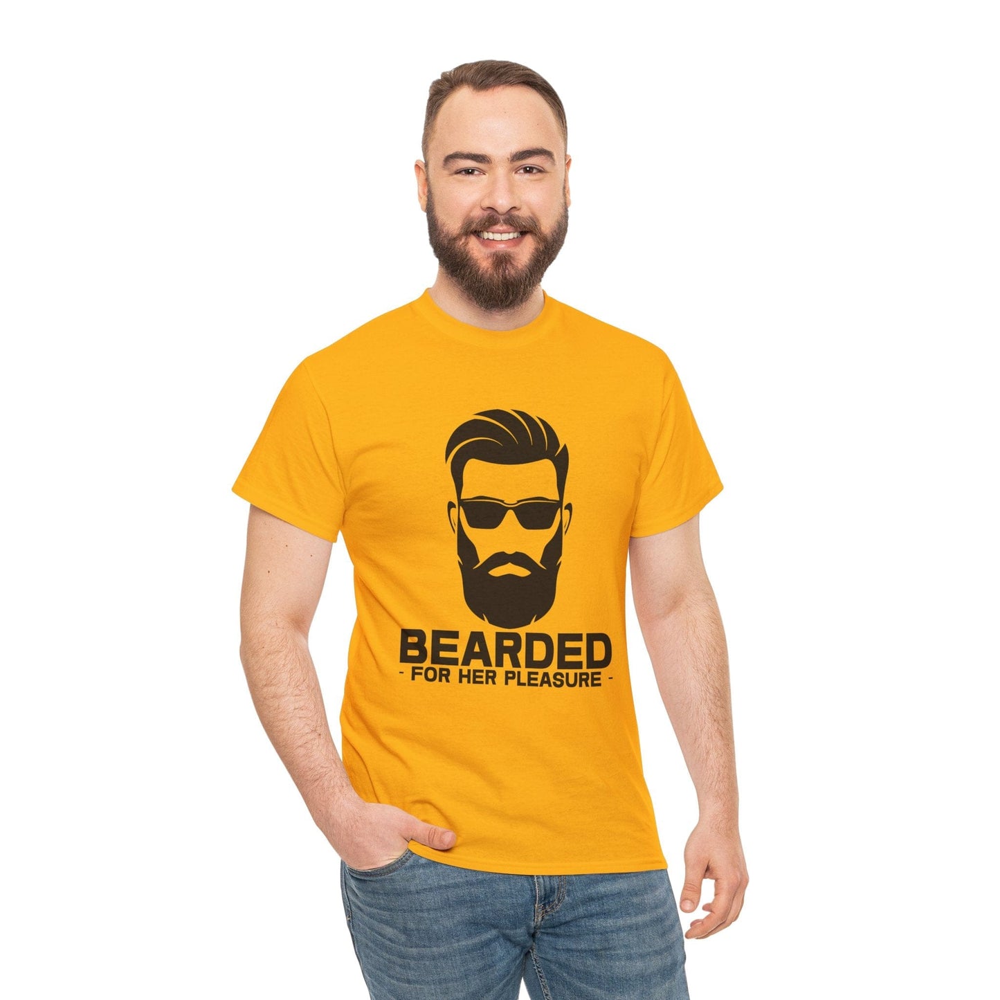 Bearded For Her Pleasure Graphic Tee Graphic Tees Australia Gold / S Graphic T-Shirt Australia -  Cool Graphic T-Shirts Online -  Bearded For Her Pleasure T-Shirt | Funny Graphic T-Shirts Australia