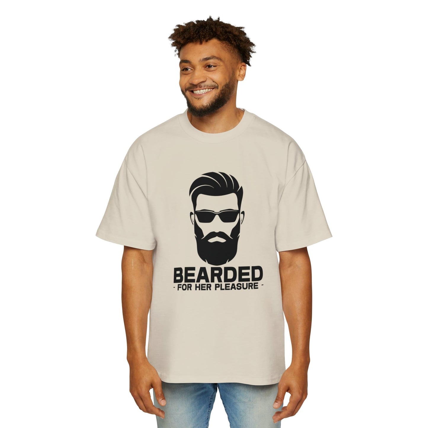 Bearded For Her Pleasure Oversized Tee Graphic Tees Australia Ecru / S Graphic T-Shirt Australia -  Cool Graphic T-Shirts Online -  Bearded For Her Pleasure Oversized Tee | Funny Oversized T-Shirt