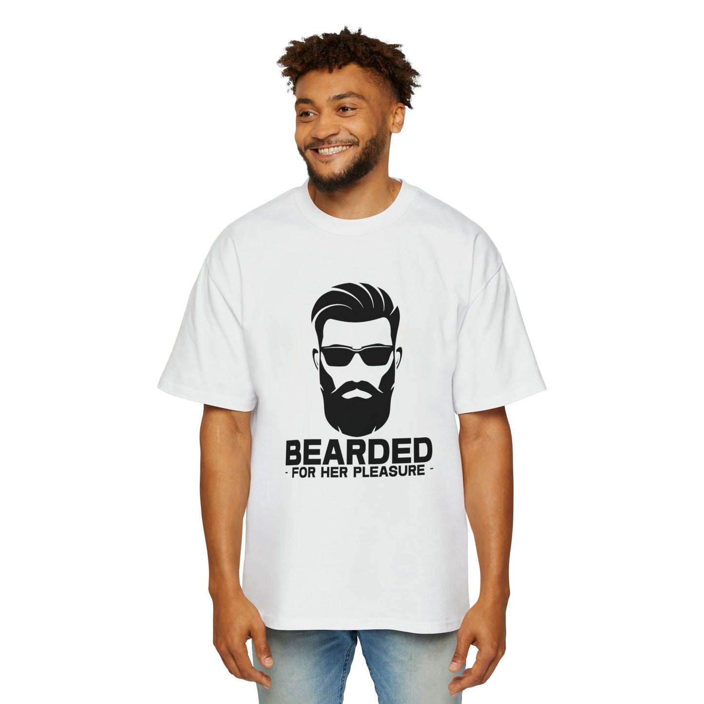 Bearded For Her Pleasure Oversized Tee Graphic Tees Australia White / S Graphic T-Shirt Australia -  Cool Graphic T-Shirts Online -  Bearded For Her Pleasure Oversized Tee | Funny Oversized T-Shirt