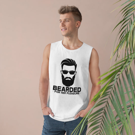 Bearded For Her Pleasure Tank Top Graphic Tees Australia White / XS Graphic T-Shirt Australia -  Cool Graphic T-Shirts Online - 