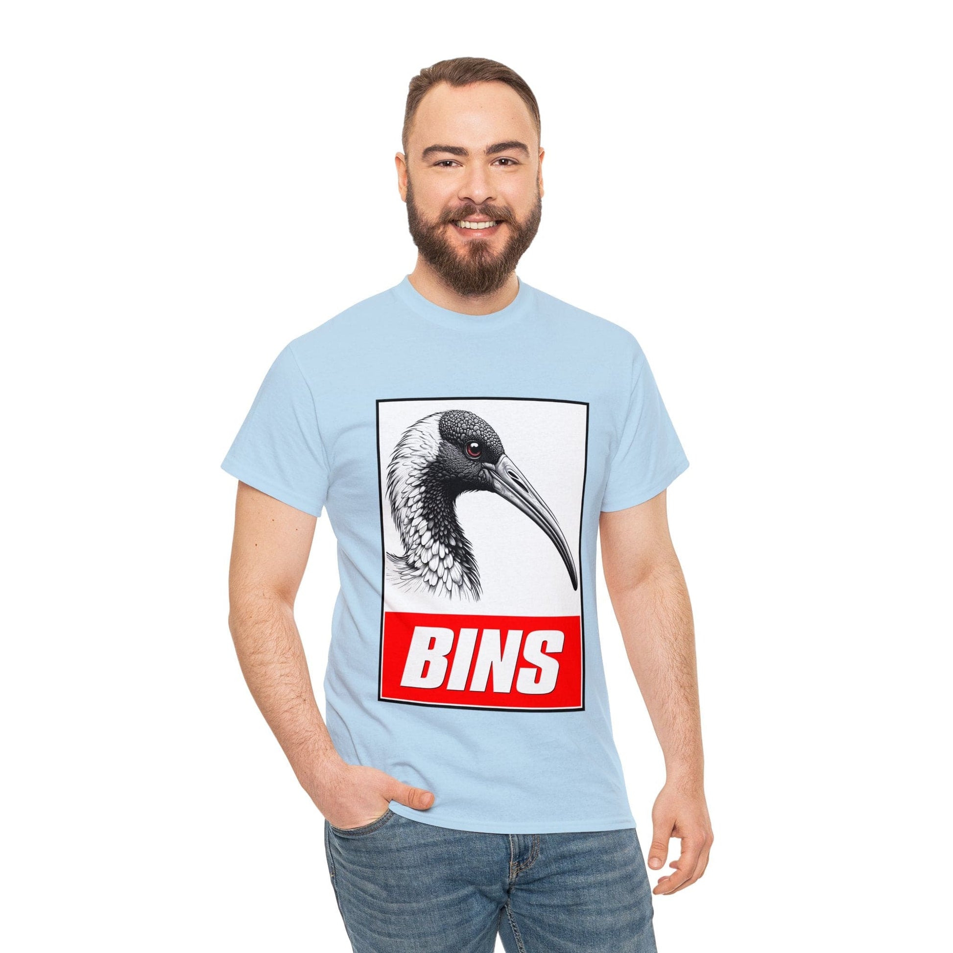 Bins Bin Chicken Graphic Tee Graphic Tees Australia Light Blue / S Graphic T-Shirt Australia -  Cool Graphic T-Shirts Online -  Bins Bin Chicken Graphic Tee | Funny T-Shirts Australia