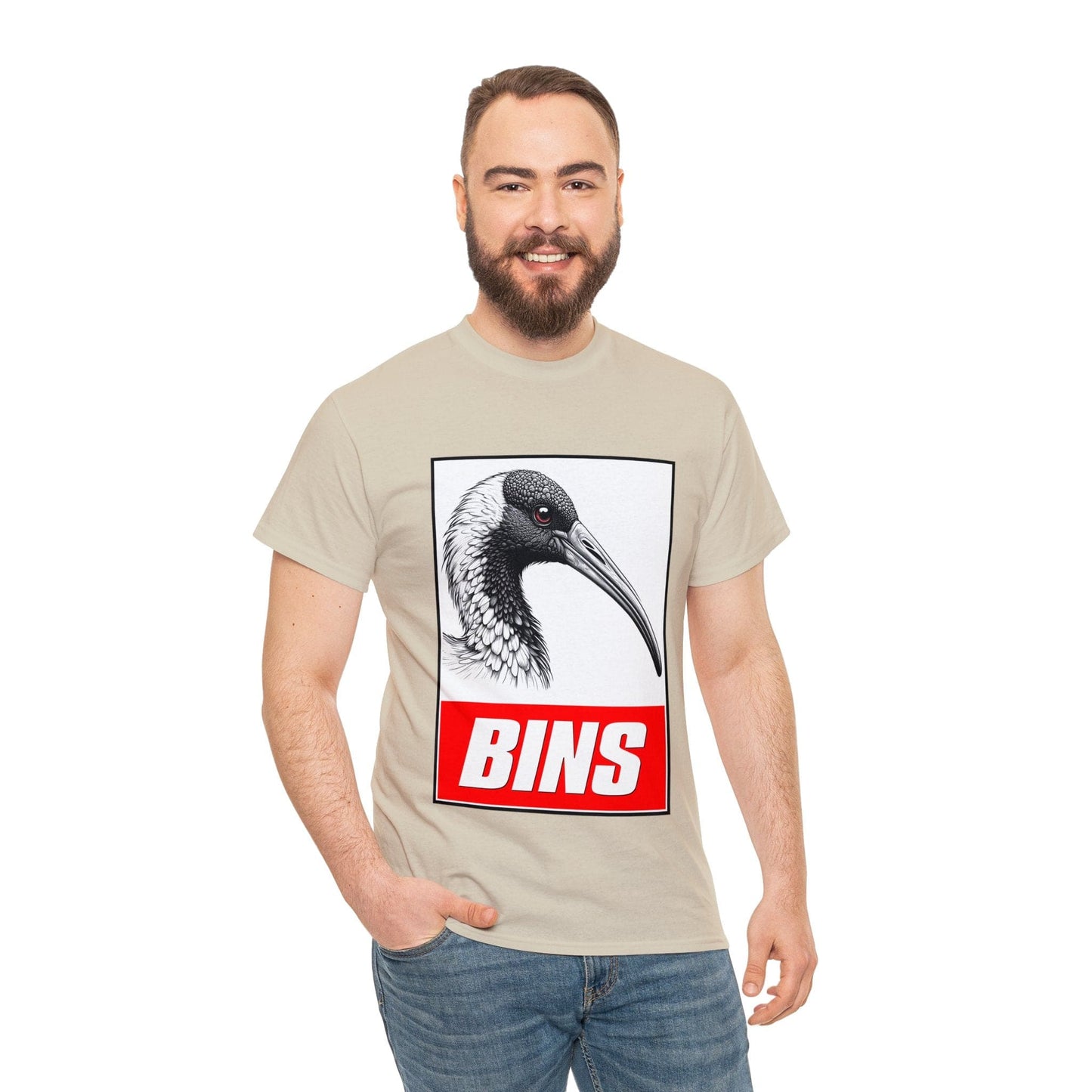 Bins Bin Chicken Graphic Tee Graphic Tees Australia Sand / S Graphic T-Shirt Australia -  Cool Graphic T-Shirts Online -  Bins Bin Chicken Graphic Tee | Funny T-Shirts Australia