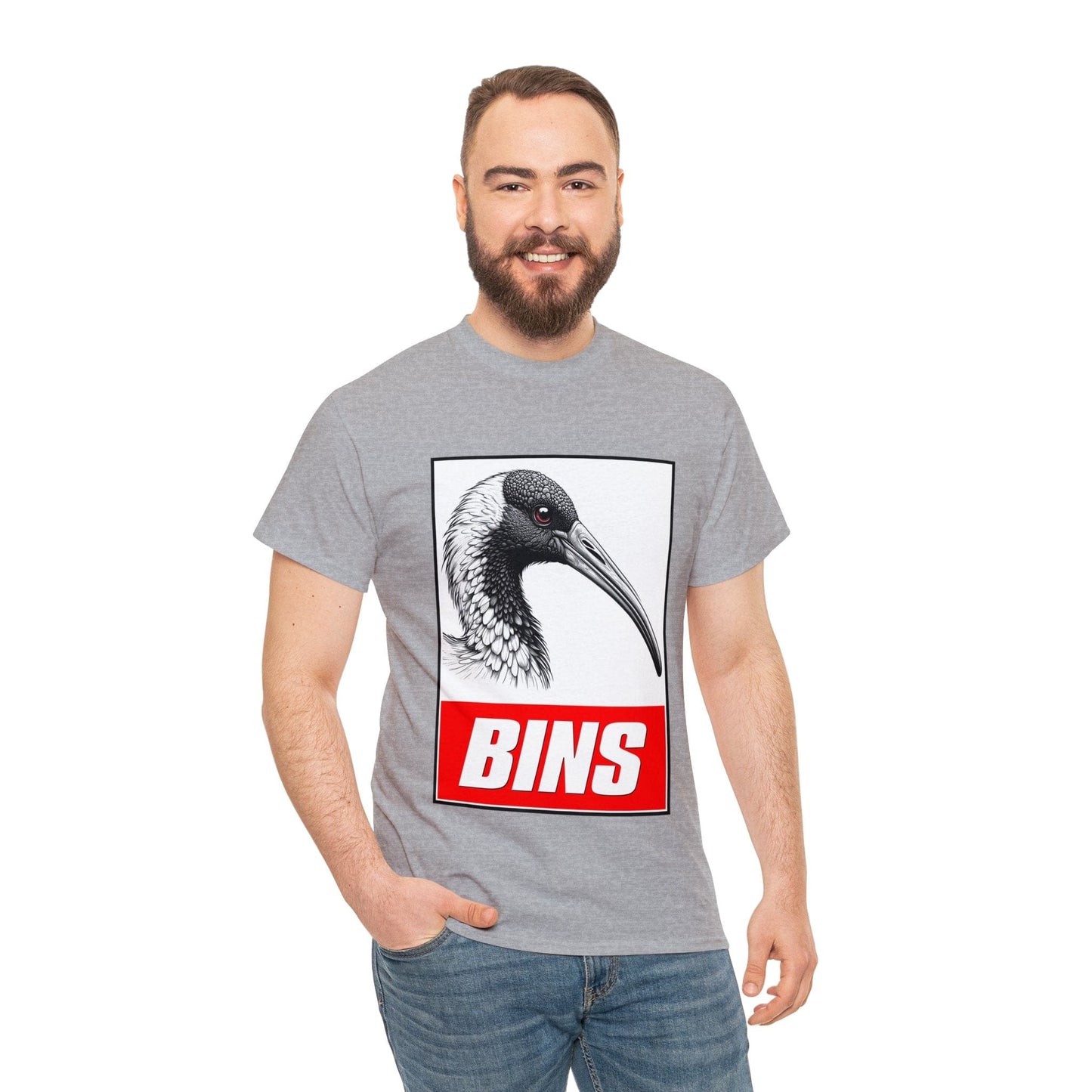 Bins Bin Chicken Graphic Tee Graphic Tees Australia Sport Grey / S Graphic T-Shirt Australia -  Cool Graphic T-Shirts Online -  Bins Bin Chicken Graphic Tee | Funny T-Shirts Australia