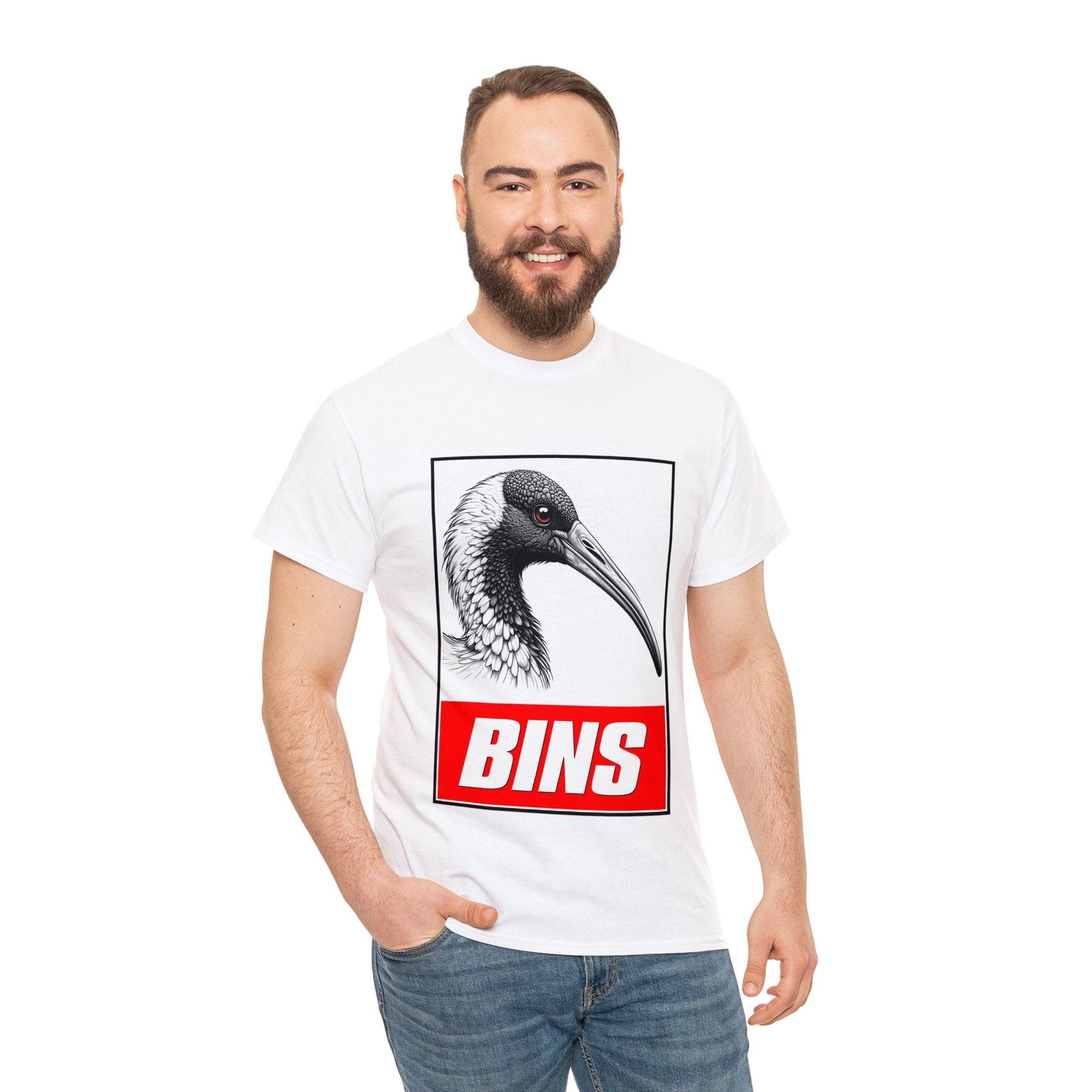 Bins Bin Chicken Graphic Tee Graphic Tees Australia White / S Graphic T-Shirt Australia -  Cool Graphic T-Shirts Online -  Bins Bin Chicken Graphic Tee | Funny T-Shirts Australia