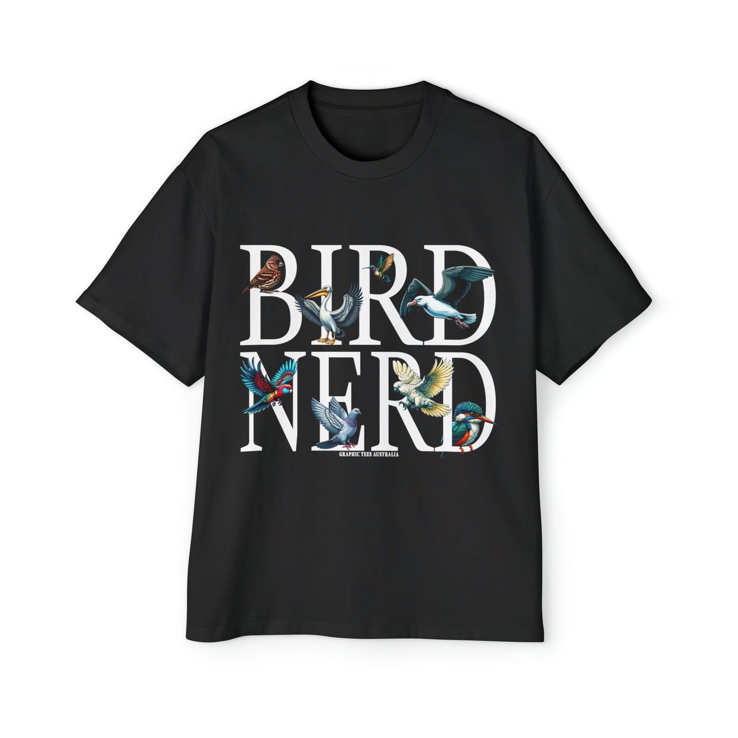 Bird Nerd Oversized Tee Graphic Tees Australia Black / S Graphic T-Shirt Australia -  Cool Graphic T-Shirts Online - 