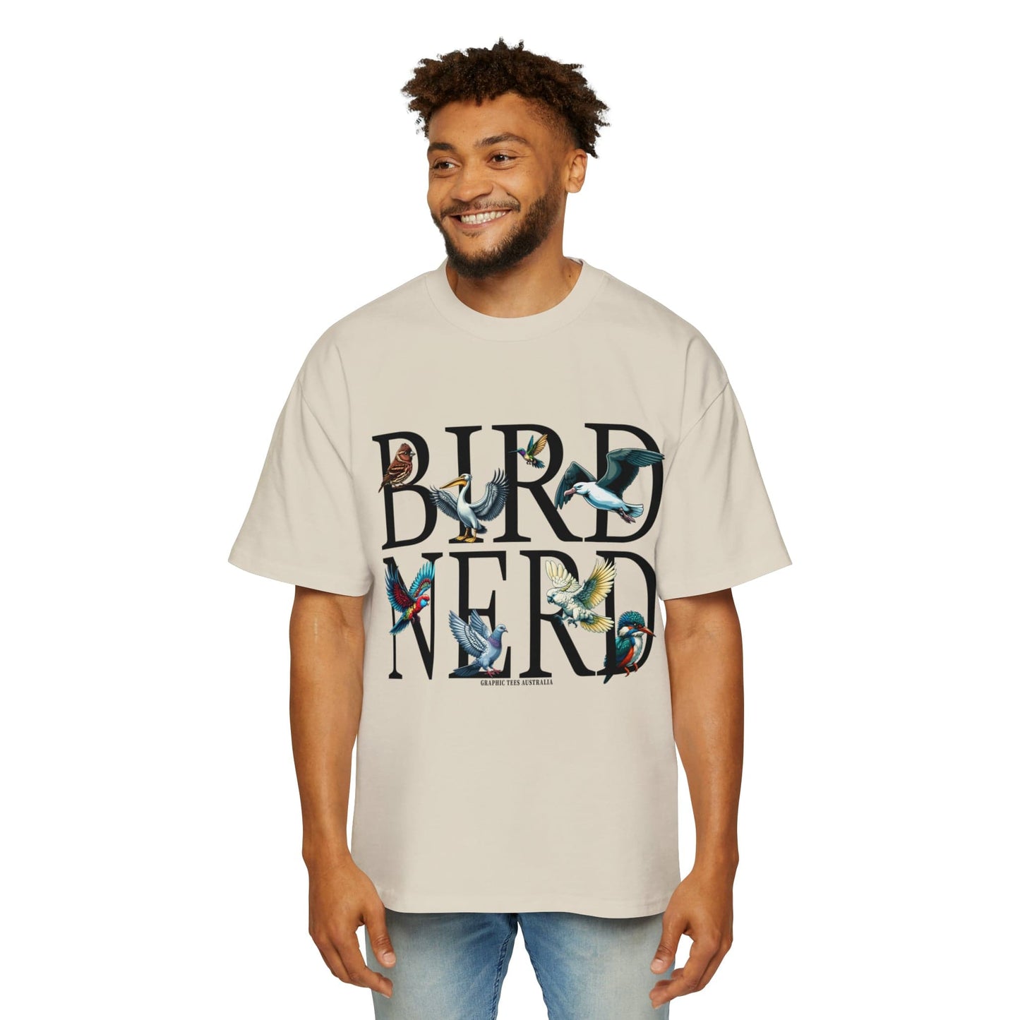 Bird Nerd Oversized Tee Graphic Tees Australia Graphic T-Shirt Australia -  Cool Graphic T-Shirts Online - 