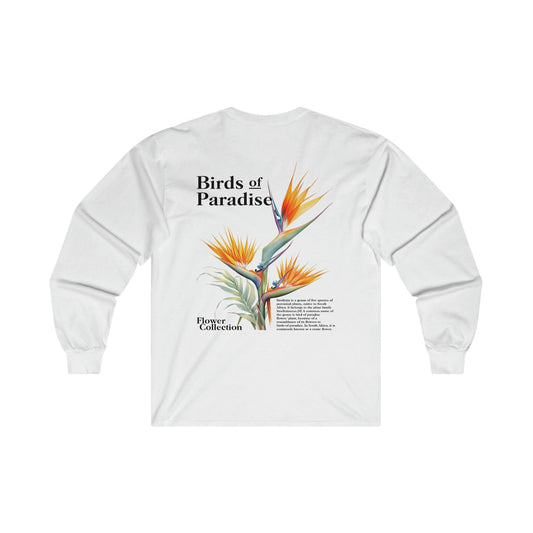 Birds Of Paradise Long Sleeve Graphic Tees Australia S / White Graphic T-Shirt Australia -  Cool Graphic T-Shirts Online -  Birds Of Paradise Long Sleeve | Cool Long Sleeve T-Shirts Au