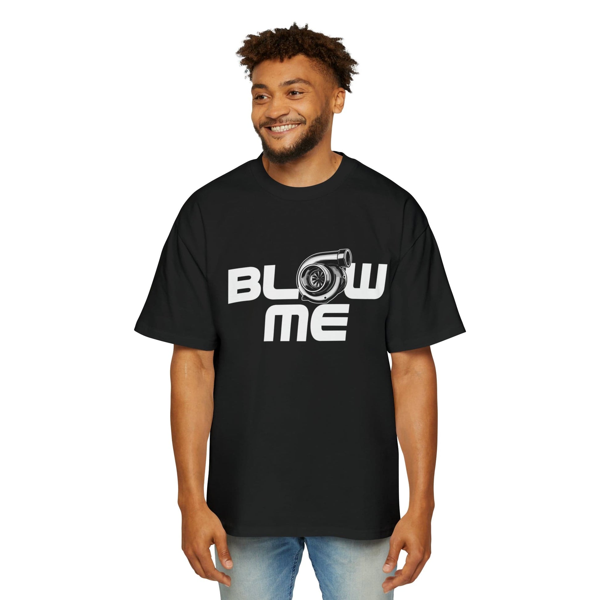 Blow Me Turbocharger Oversized Tee Graphic Tees Australia Black / S Graphic T-Shirt Australia -  Cool Graphic T-Shirts Online - 