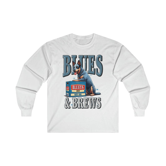 Blues And Brews Long Sleeve Graphic Tees Australia S / White Graphic T-Shirt Australia -  Cool Graphic T-Shirts Online -  Blues And Brews Long Sleeve | Funny Graphic Long Sleeve T-Shirt