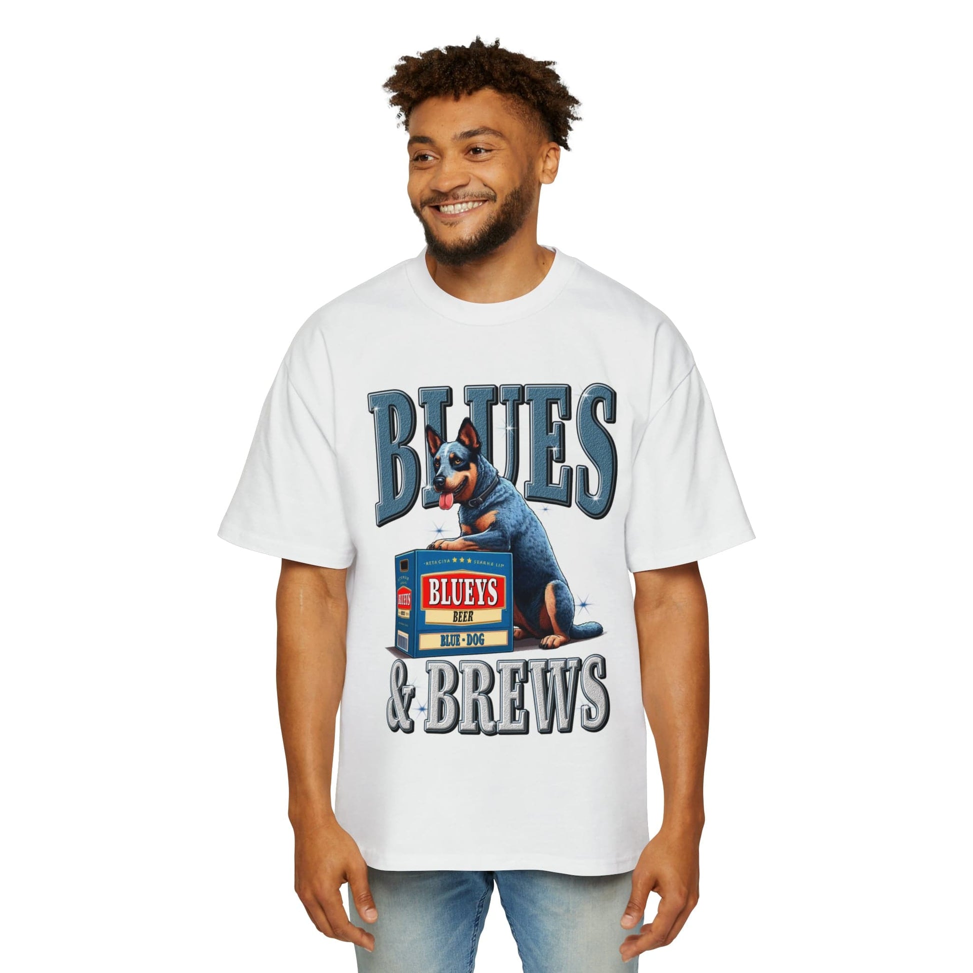 Blues And Brews Oversized Tee Graphic Tees Australia White / S Graphic T-Shirt Australia -  Cool Graphic T-Shirts Online -  Blues And Brews Oversized Tee | Pub Dog T-Shirts Australia