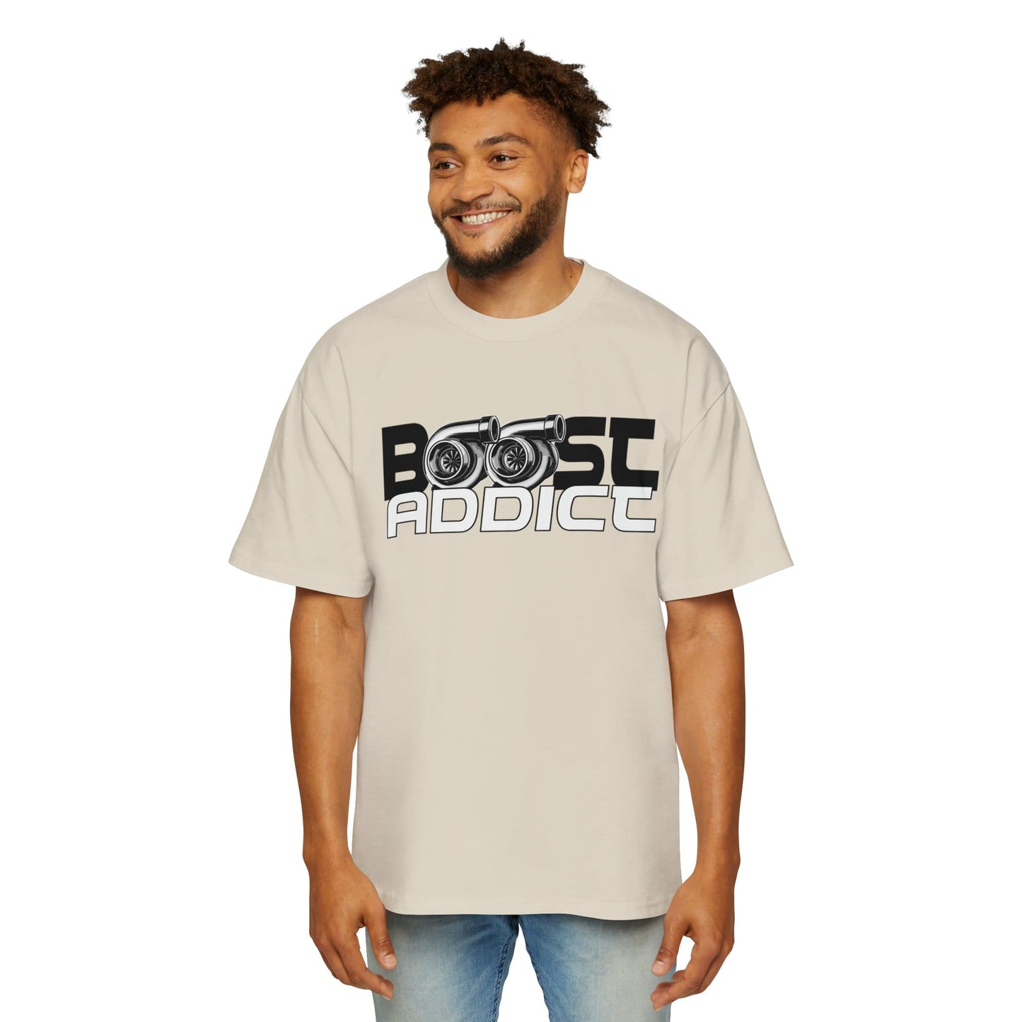 Boost Addict Oversized Tee Graphic Tees Australia Ecru / S Graphic T-Shirt Australia -  Cool Graphic T-Shirts Online - 