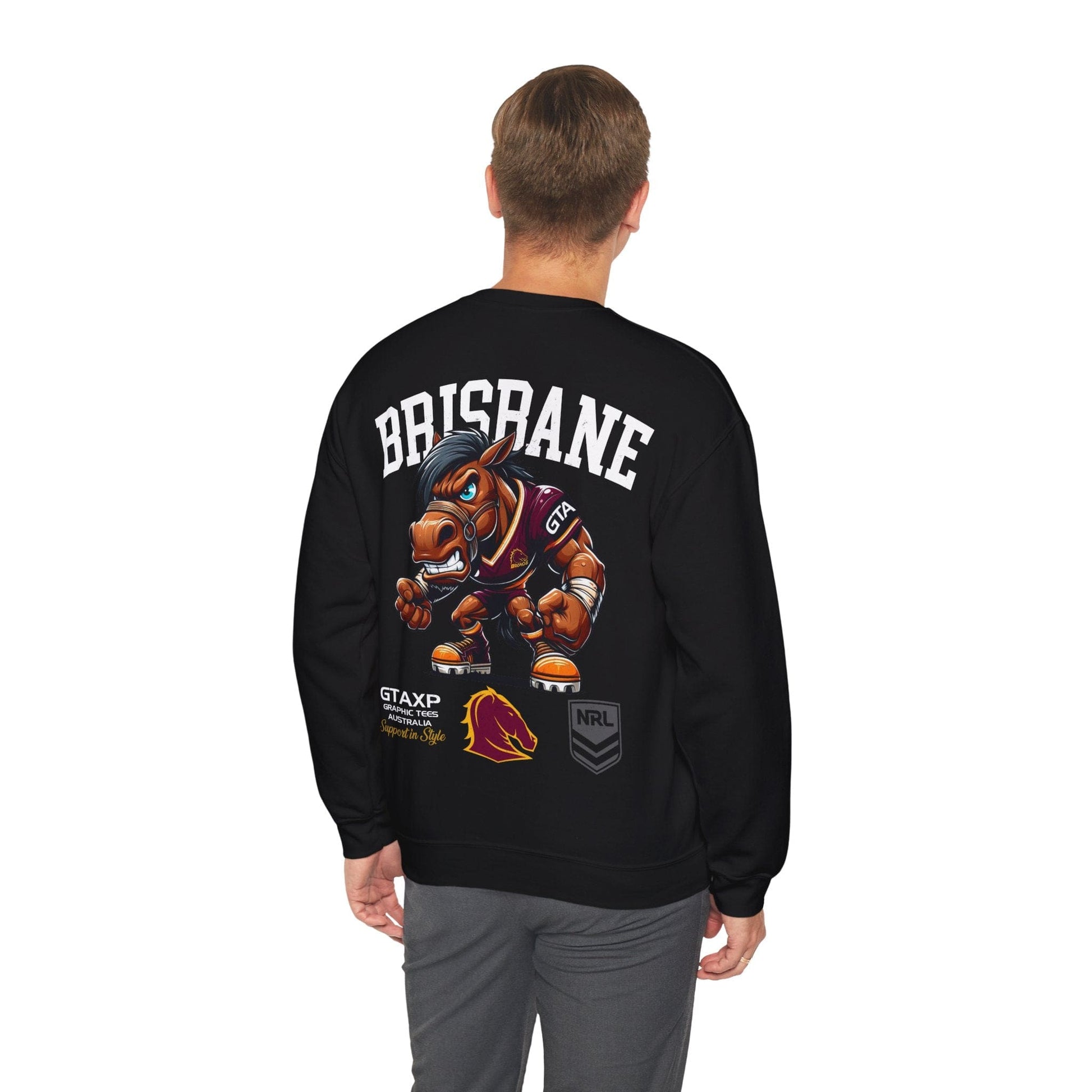 Brisbane Broncos Buck Jumper Graphic Tees Australia Black / S Graphic T-Shirt Australia -  Cool Graphic T-Shirts Online -  Brisbane Broncos Buck Jumper | Brisbane Broncos Crew Sweater