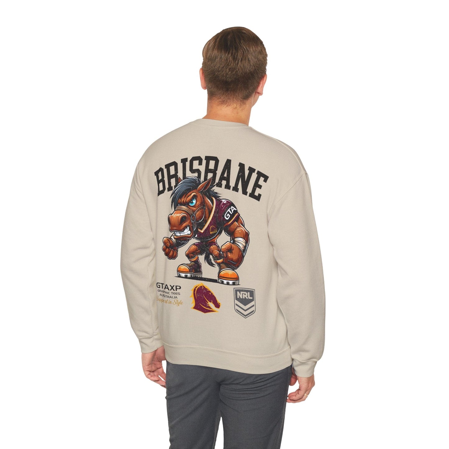 Brisbane Broncos Buck Jumper Graphic Tees Australia Sand / S Graphic T-Shirt Australia -  Cool Graphic T-Shirts Online -  Brisbane Broncos Buck Jumper | Brisbane Broncos Crew Sweater