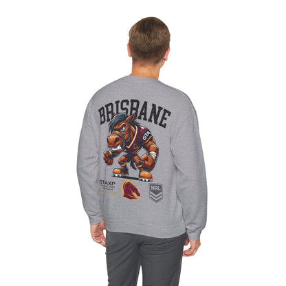 Brisbane Broncos Buck Jumper Graphic Tees Australia Sport Grey / S Graphic T-Shirt Australia -  Cool Graphic T-Shirts Online -  Brisbane Broncos Buck Jumper | Brisbane Broncos Crew Sweater