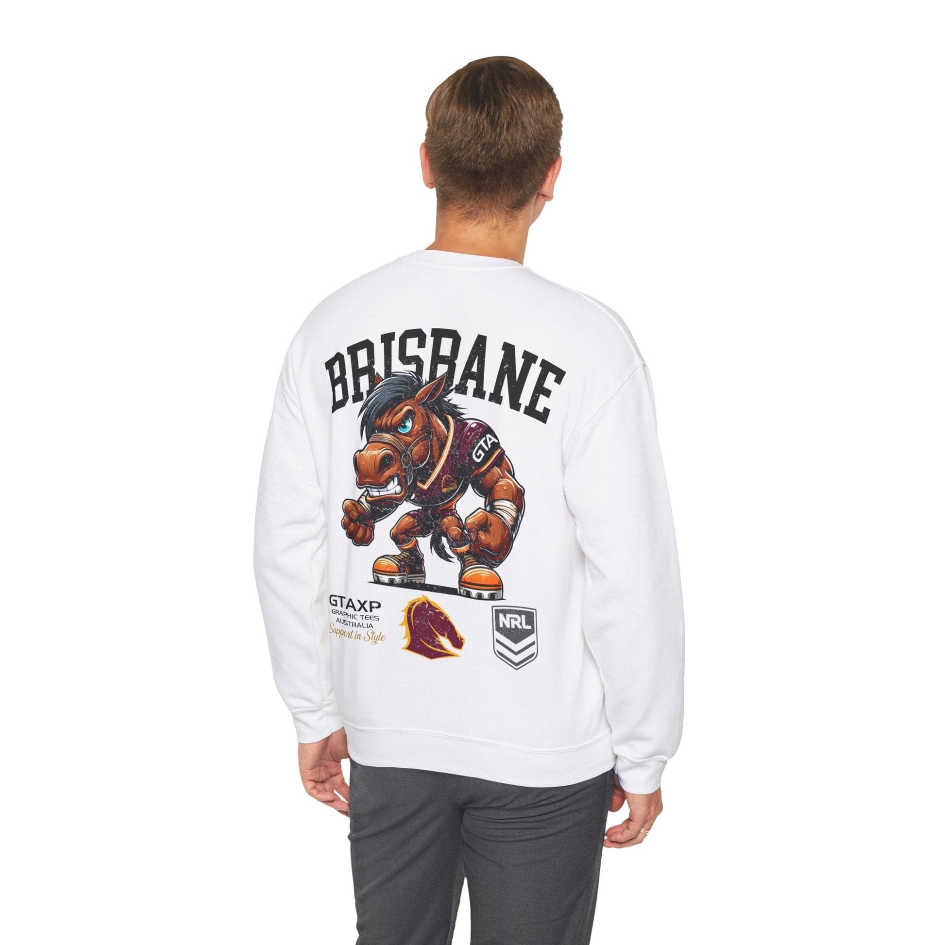 Brisbane Broncos Buck Jumper Graphic Tees Australia White / S Graphic T-Shirt Australia -  Cool Graphic T-Shirts Online -  Brisbane Broncos Buck Jumper | Brisbane Broncos Crew Sweater