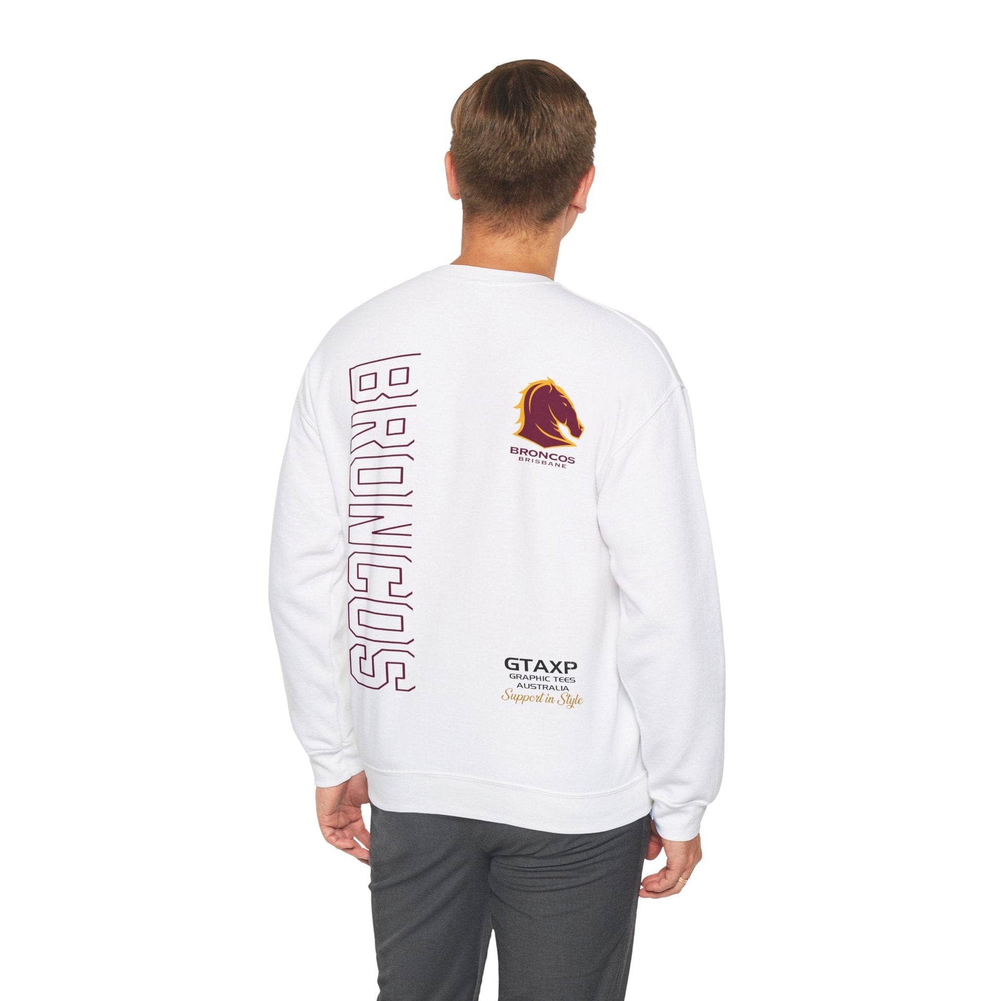 Brisbane Broncos Duo Jumper Graphic Tees Australia White / S Graphic T-Shirt Australia -  Cool Graphic T-Shirts Online -  Brisbane Broncos Duo Jumper | Broncos Crew Sweater