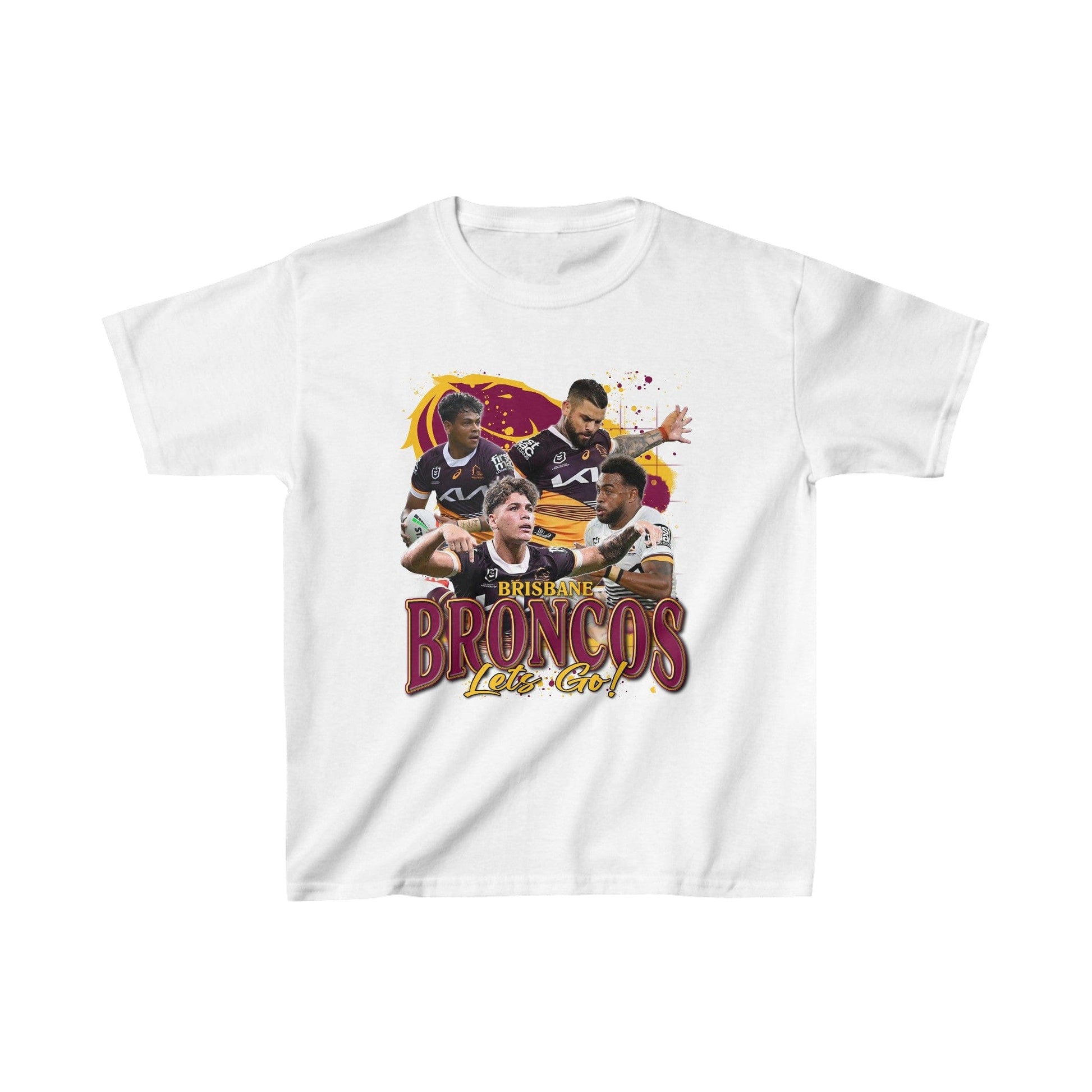 Brisbane Broncos Kids Tee Printify XS / White Graphic T-Shirt Australia -  Cool Graphic T-Shirts Online - 