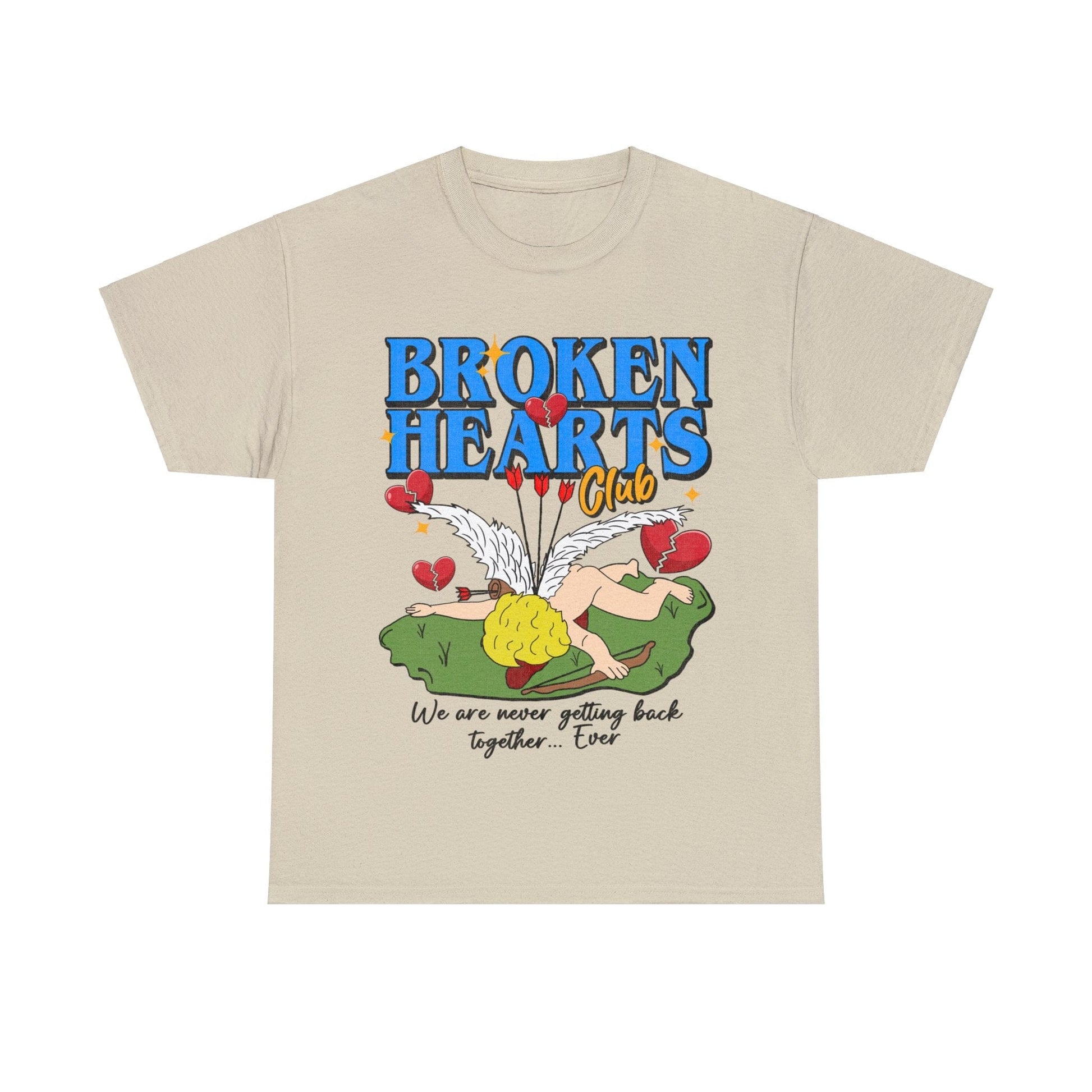 Broken Hearts Club Graphic Tee Graphic Tees Australia Sand / S Graphic T-Shirt Australia -  Cool Graphic T-Shirts Online -  Broken Hearts Club T-Shirt | Funny Graphic T-Shirt Australia