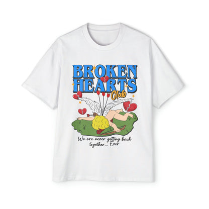 Broken Hearts Club Oversized Tee Graphic Tees Australia White / S Graphic T-Shirt Australia -  Cool Graphic T-Shirts Online - 