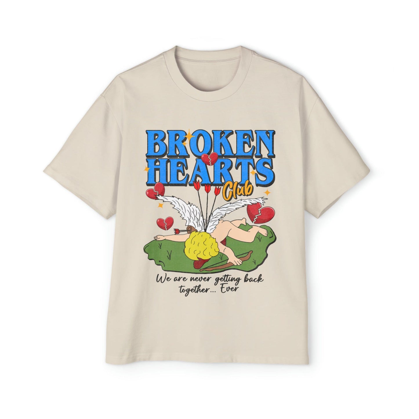 Broken Hearts Club Oversized Tee Graphic Tees Australia Ecru / S Graphic T-Shirt Australia -  Cool Graphic T-Shirts Online - 